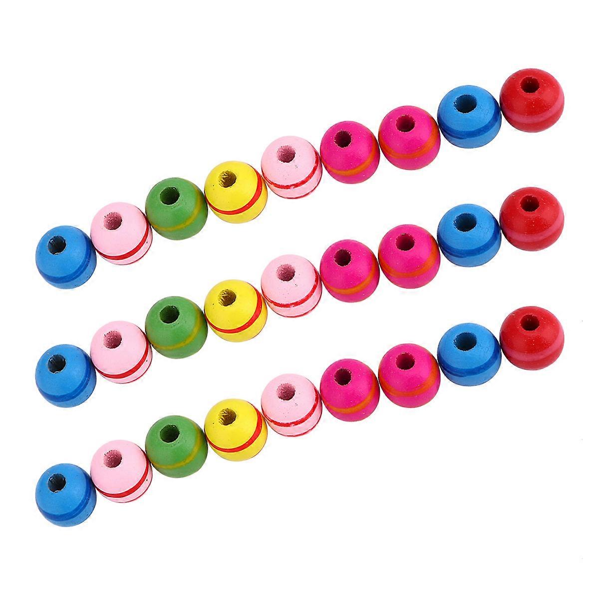 Colorful Beads Assorted Colors Round Wooden Diy Craft Jewelry Making 100Pcs