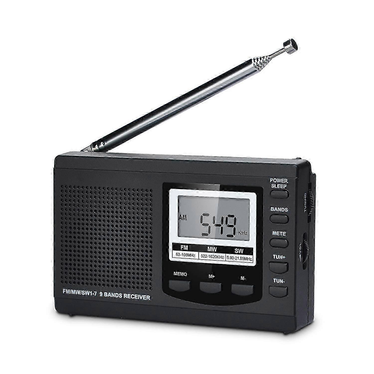 Full Band AM/FM/SW DSP Radio with Stereo Loudspeaker and LCD Display, Alarm Clock & Sleep Timer, Pocket-Sized Digital Demodulation for Best 