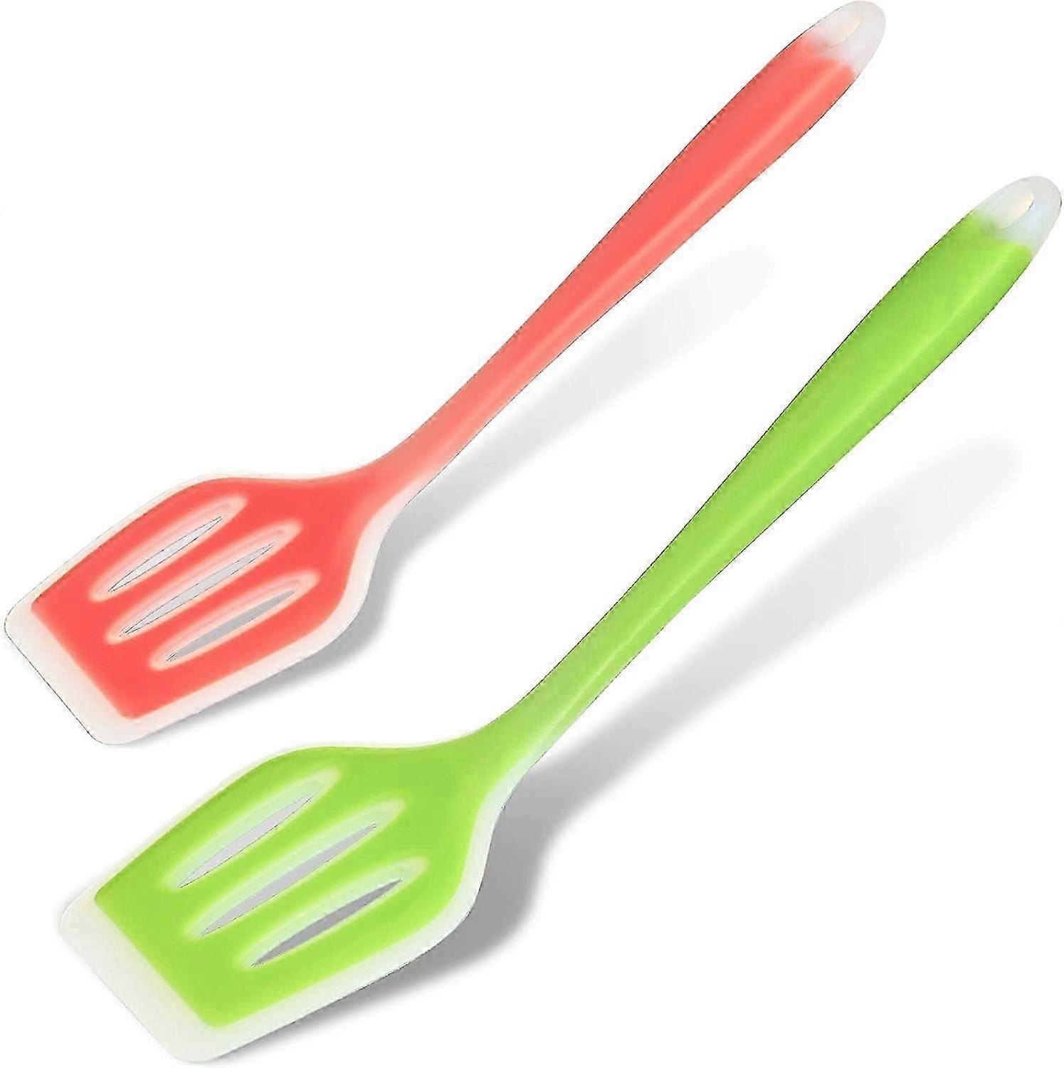 2 Pieces Silicone Turner Spatula Slotted Spatula Heat Resistant Rubber Spatula Non-Stick Kitchen