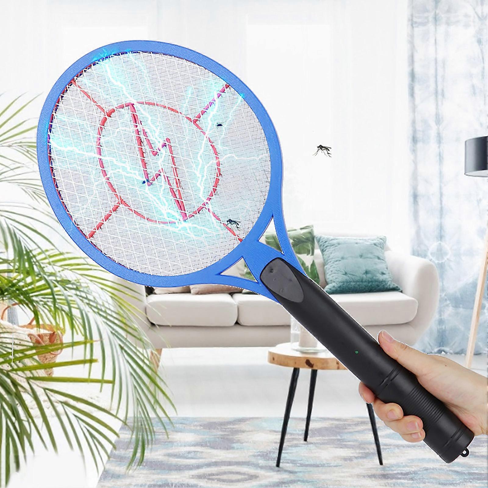 Cordless Battery Power Electric Fly Mosquito Swatter Bug Zapper Racket Insects Killer (blue)