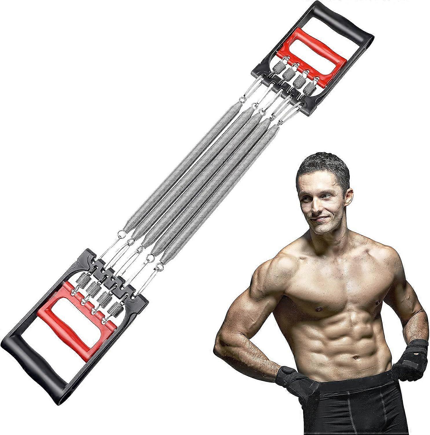 Chest Expander Adjustable Fitness Expander, Unisex Chest Expander with 5 Springs Muscle Trainer, Resistance Bands with Removable Steel Springs for Che