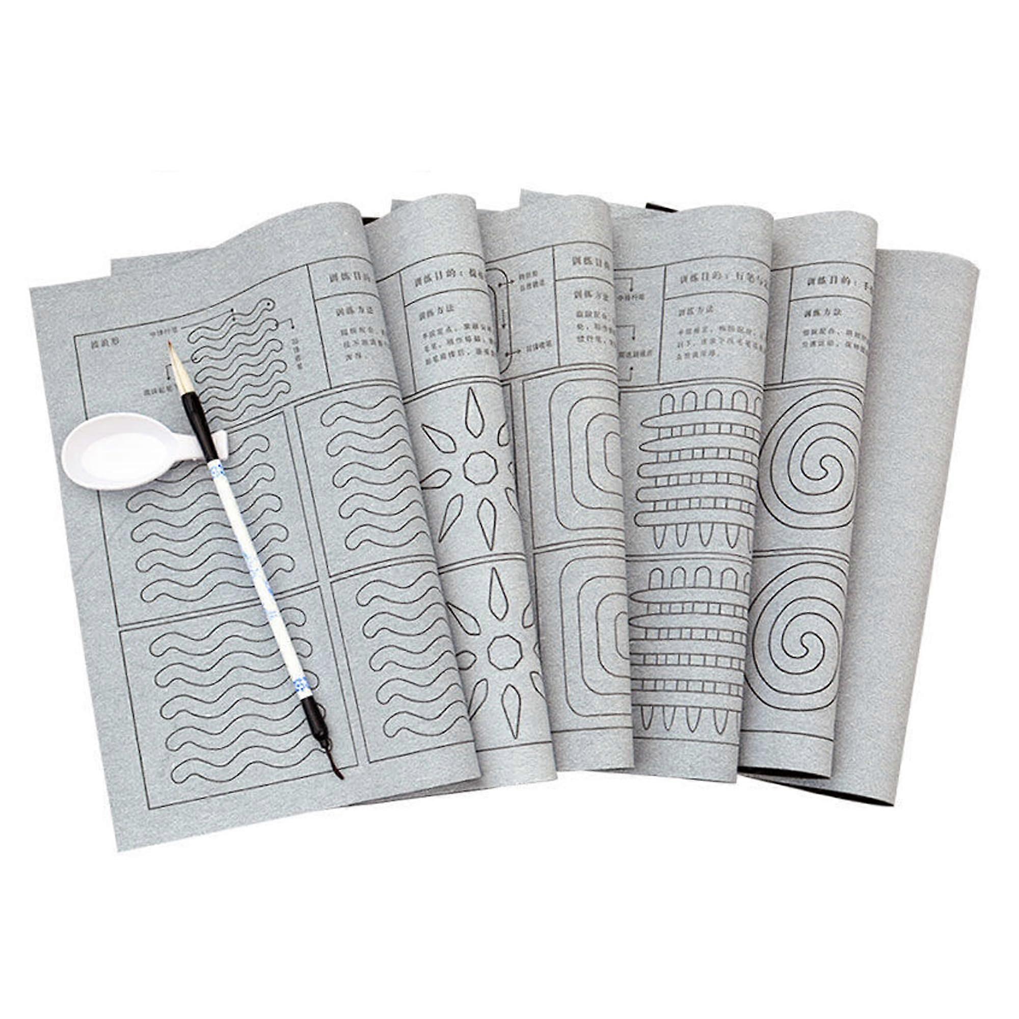 8 Pieces Chinese Calligraphy Brush Set with Water Writing Cloth for Beginners