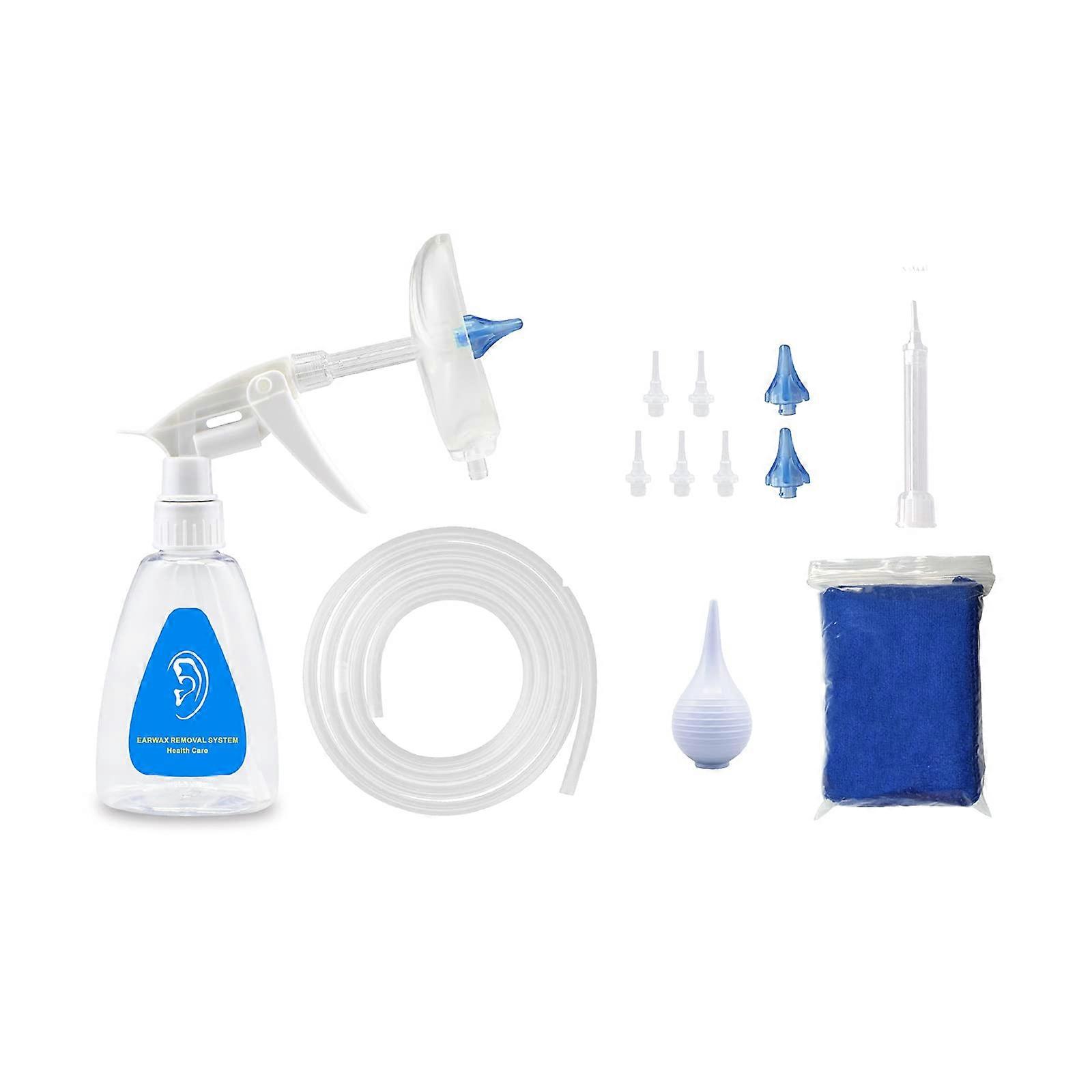 Earwax Removal Kit, with Ear Wash Bottle, Safe and Easy Ear Wash Set with 2 Options for Soft Tube and Straight Tube with Replacement Nozzle