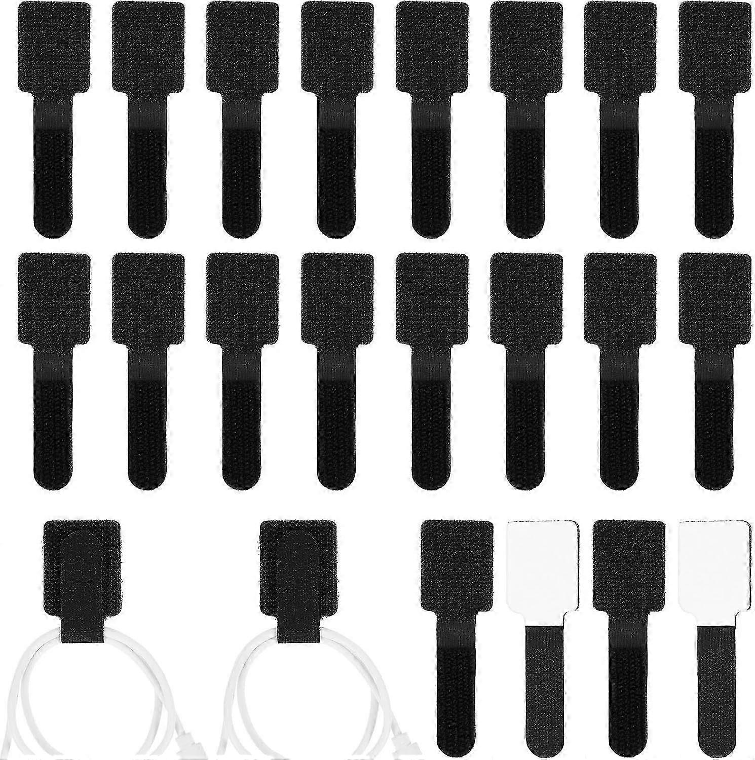 20Pcs Hook and Loop Cable Ties Self Adhesive Hook and Loop Cable Straps Wrap Racks Adjustable Cable Straps Sticky-Back Cord Organizer for Charging Cab