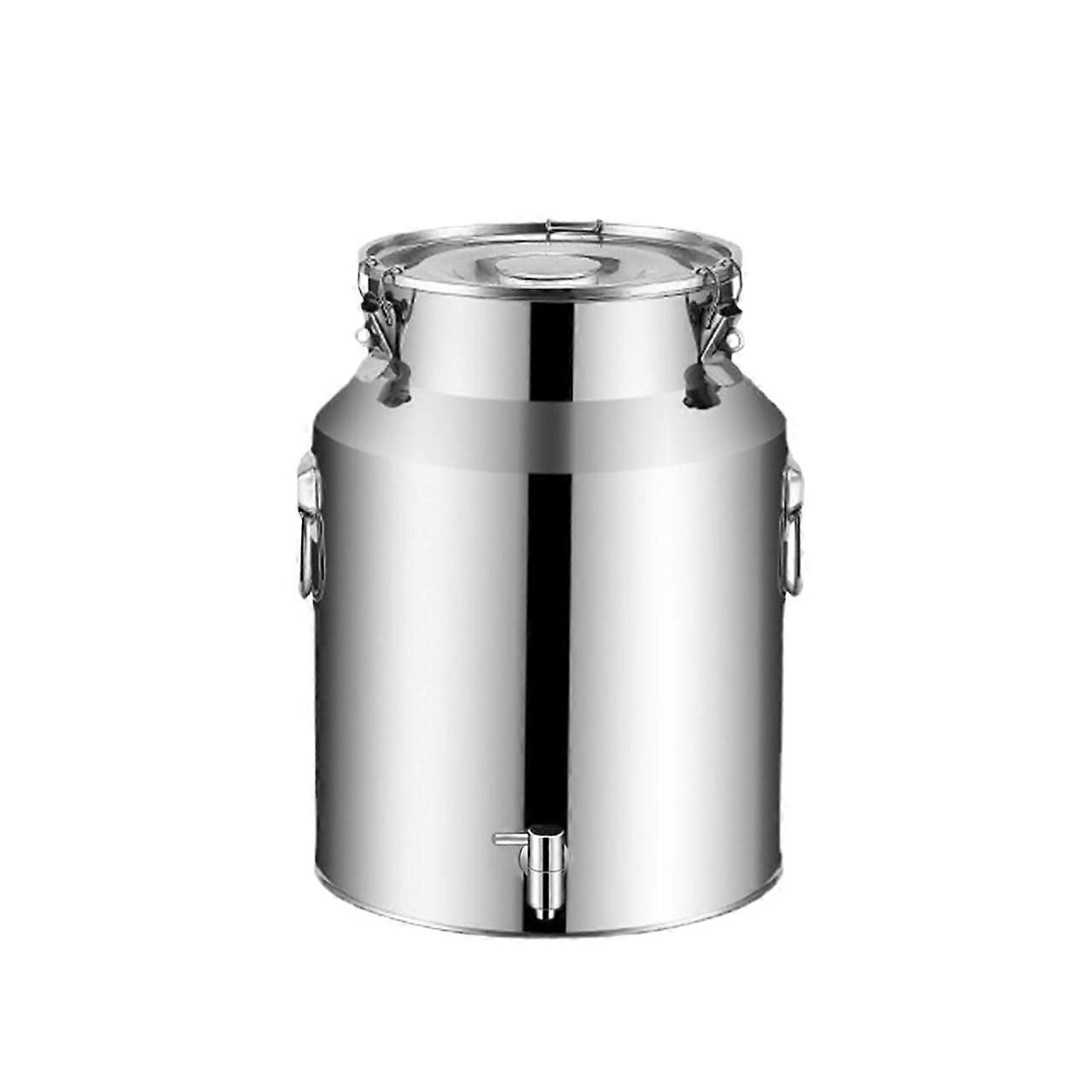 Milchkännchen Edelstahl 35L Milcheimer mit Zapfhahn Versiegeltes Fass Flüssigkeitsbehälter Silber Lagerung