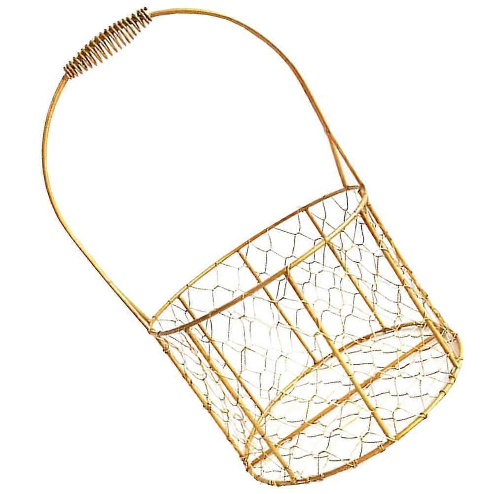 Round Metal Wire Basket with Handle 1 Set Round Storage Basket Decorative Basket