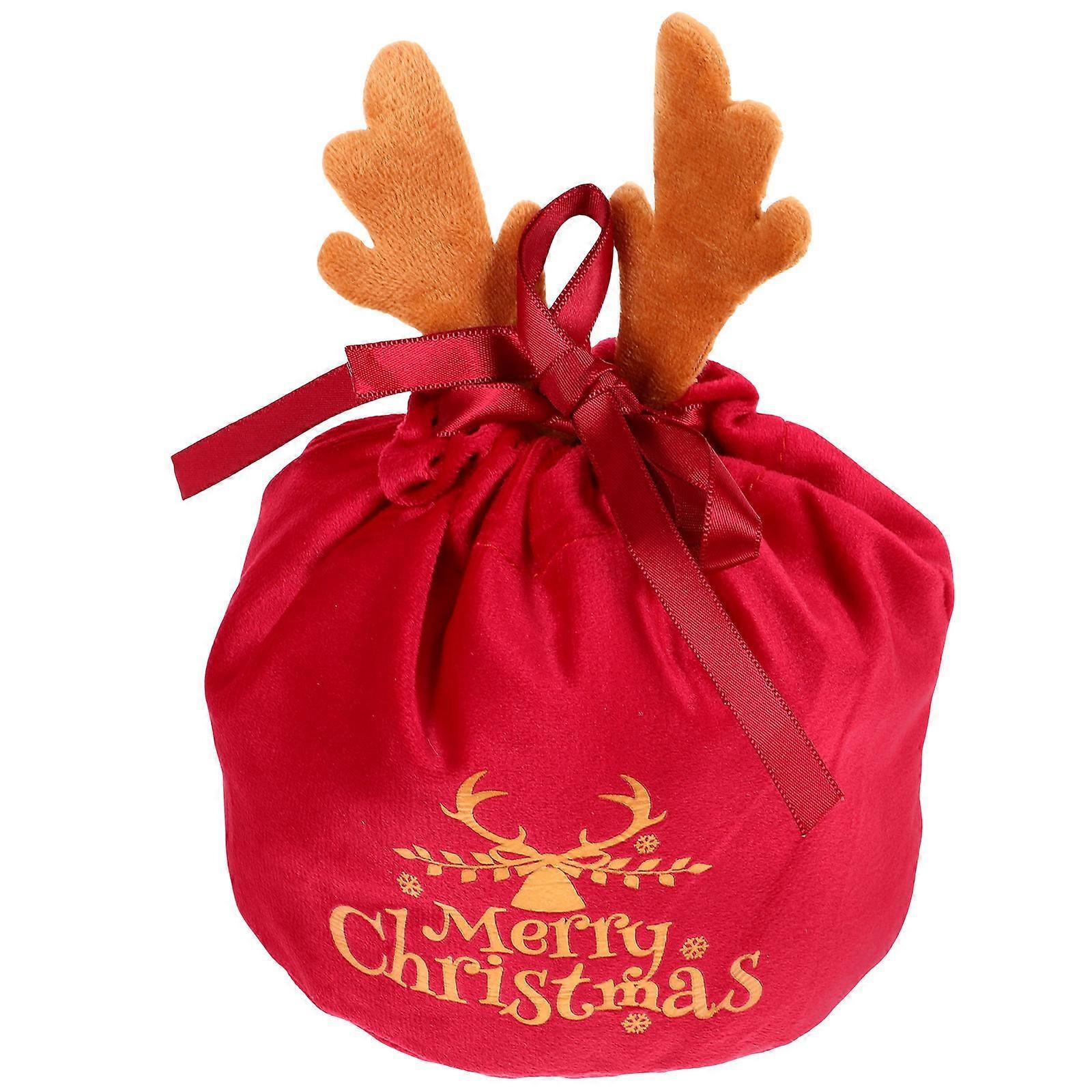 Festive Christmas Drawstring Bag, Large Capacity Velvet Holder for Candies, Chocolates and Cookies with Convenient Closure – Ideal for Holiday