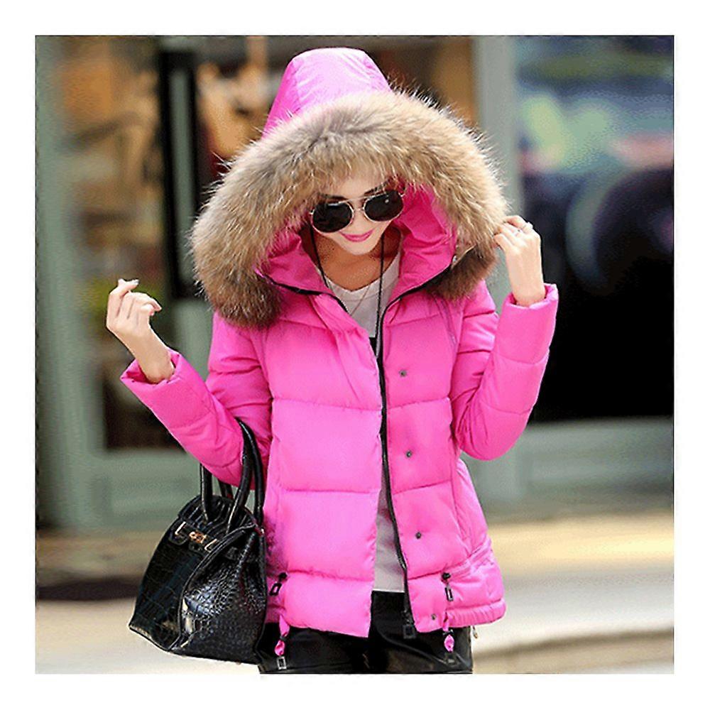 Winter Slim Candy Color Fur Collar Short Down Coat