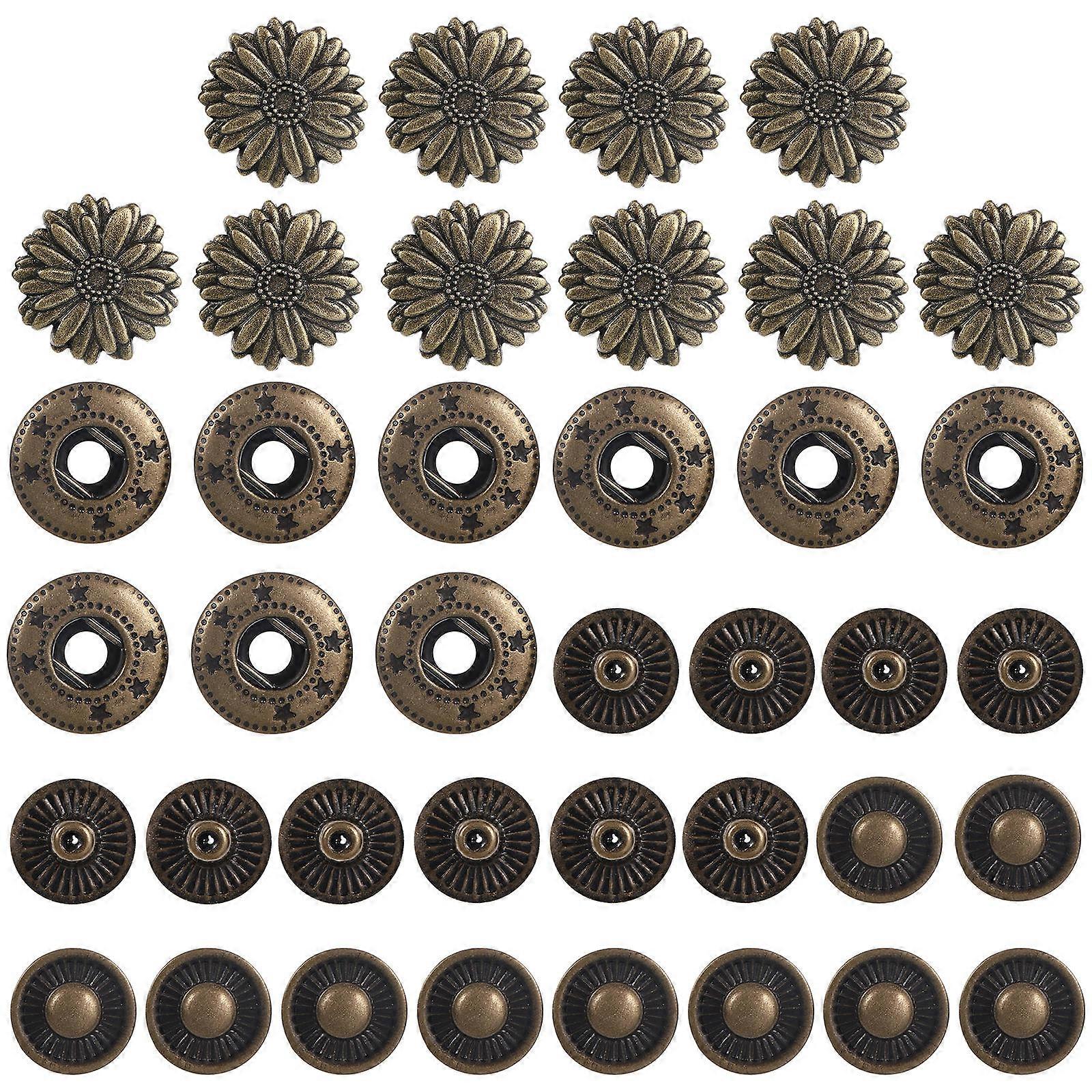 DIY Snap Fasteners Alloy Buttons for Clothes Repair with Dark Brown Color 10 Sets