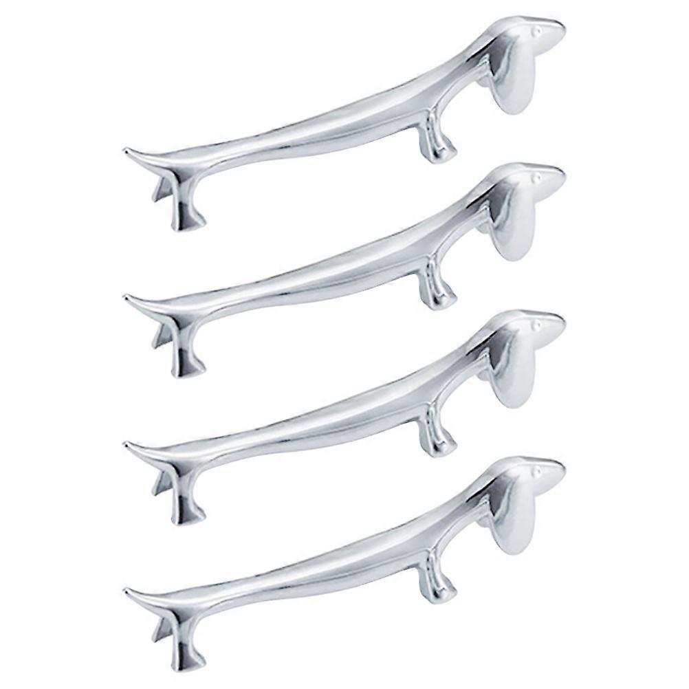 Zinc Alloy Chopstick Rests Multi-Functional Cutlery Holder Silver 4Pcs