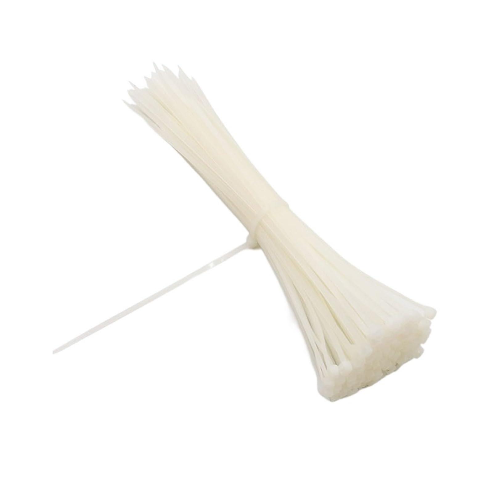 Cable ties, selflocking nylon cable ties, 100 pieces, multicolored, 3 x (60–200) mm (White, 3 x 60mm) 3 x 60mm White