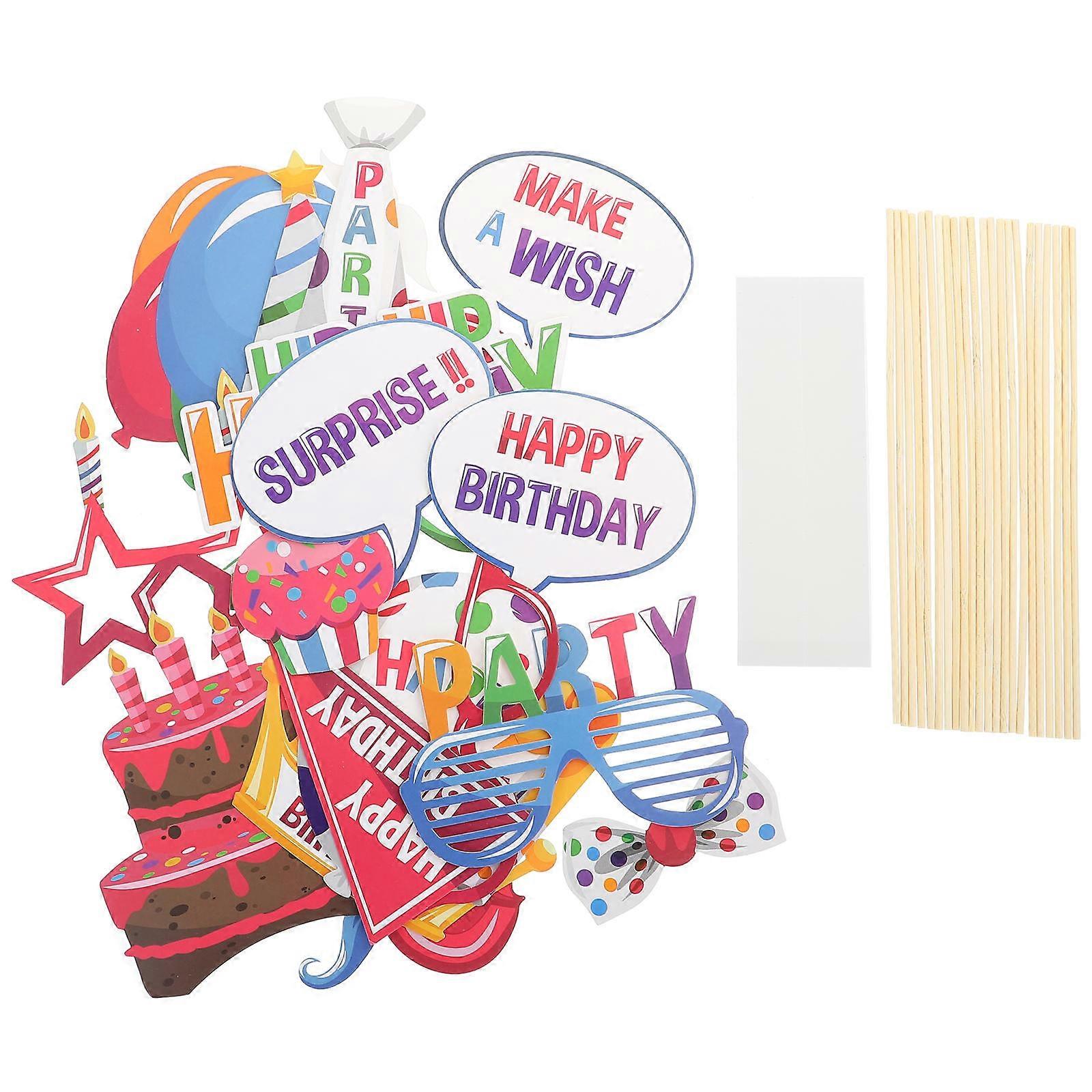 Picture Props Birthday Photo Prop Party Supplies Photographic Prop Assorted Color 13.2X11.5CM 2Sets