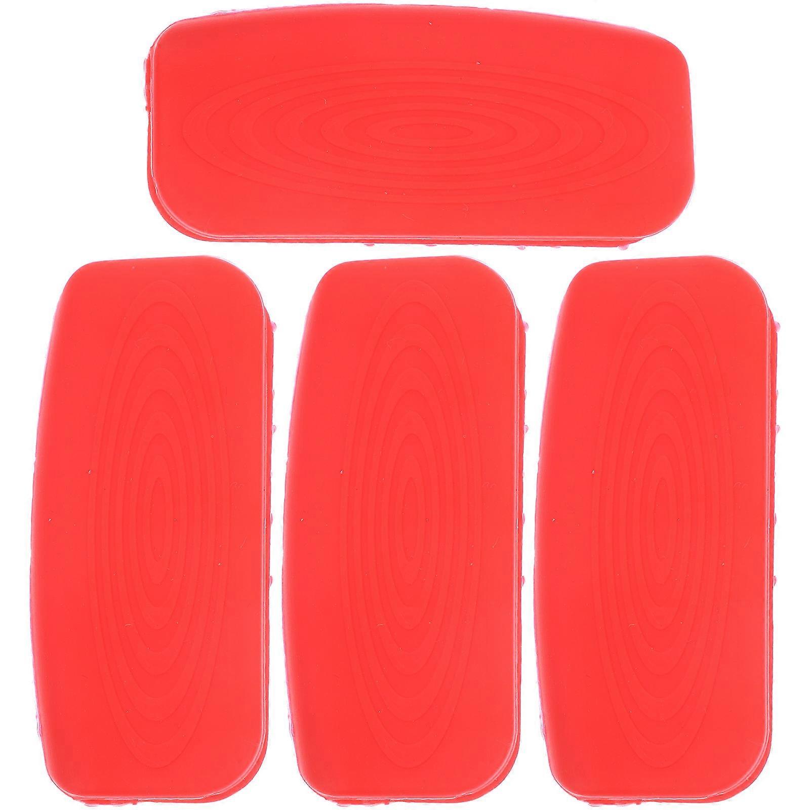 Anti-Scalding Handle Protectors Heat-Resistant Hotel Use Red 8x3cm Anti-Slip Silicone 4Pcs