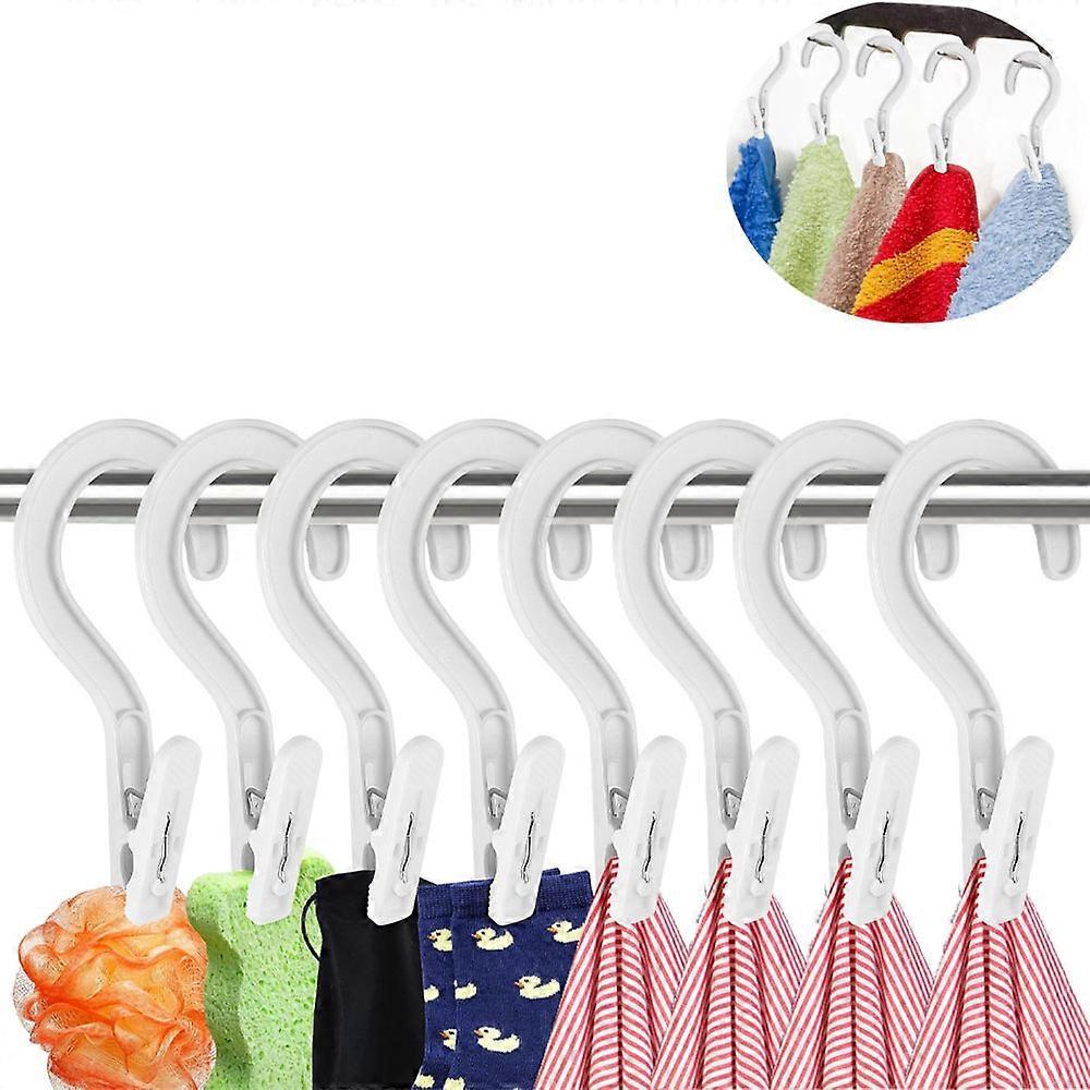8PCS Laundry Hooks with Clips Plastic Clothes Pins Super Strong Hanger