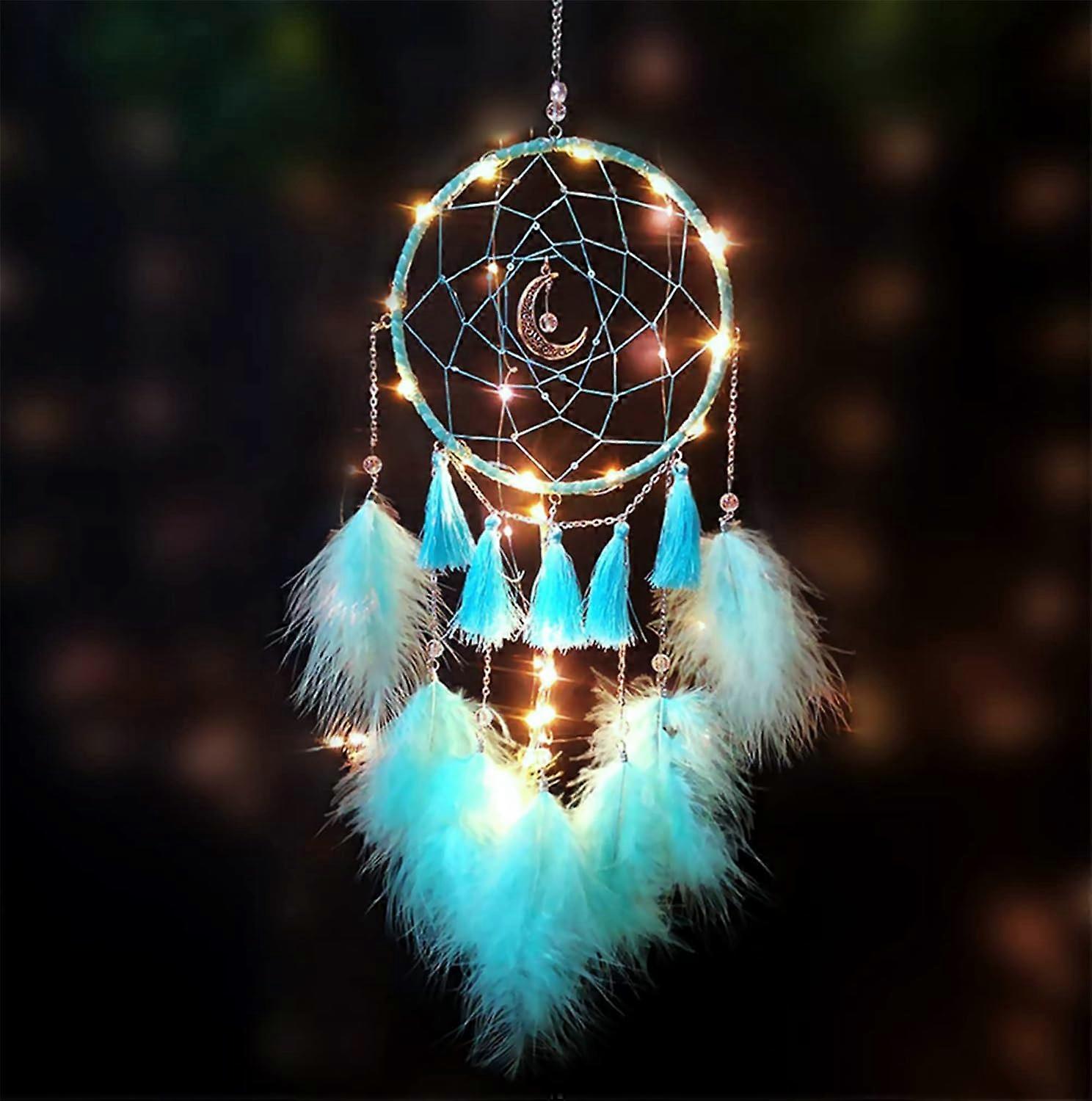 Handmade LED Dream Catcher (Light Blue): Wall Hanging Decor
