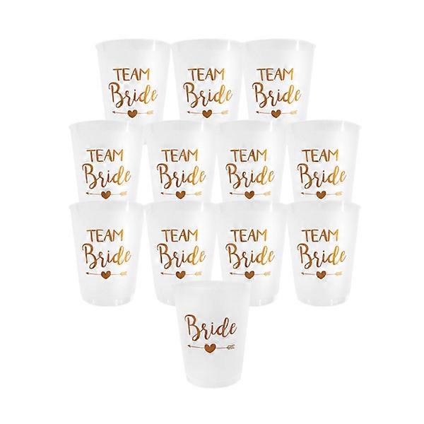 24 Team Bride plastic cups, transparent, bridal shower set.