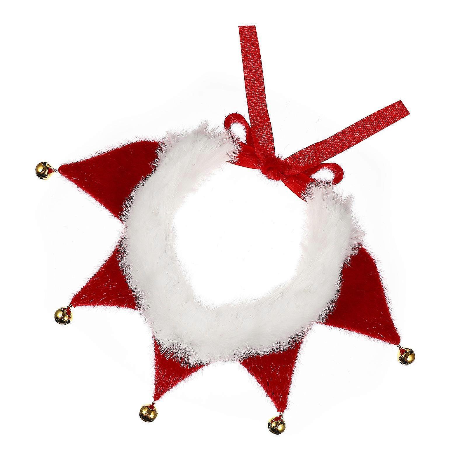 Pet Bandana with Bells Christmas Design Dog Cat Triangle Neckwear Multi Polyester Photo Props 1Pcs