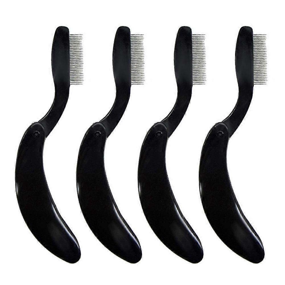 Eyebrow Brushes and Combs Folding Design Black Color Travel Suitable 4Pcs