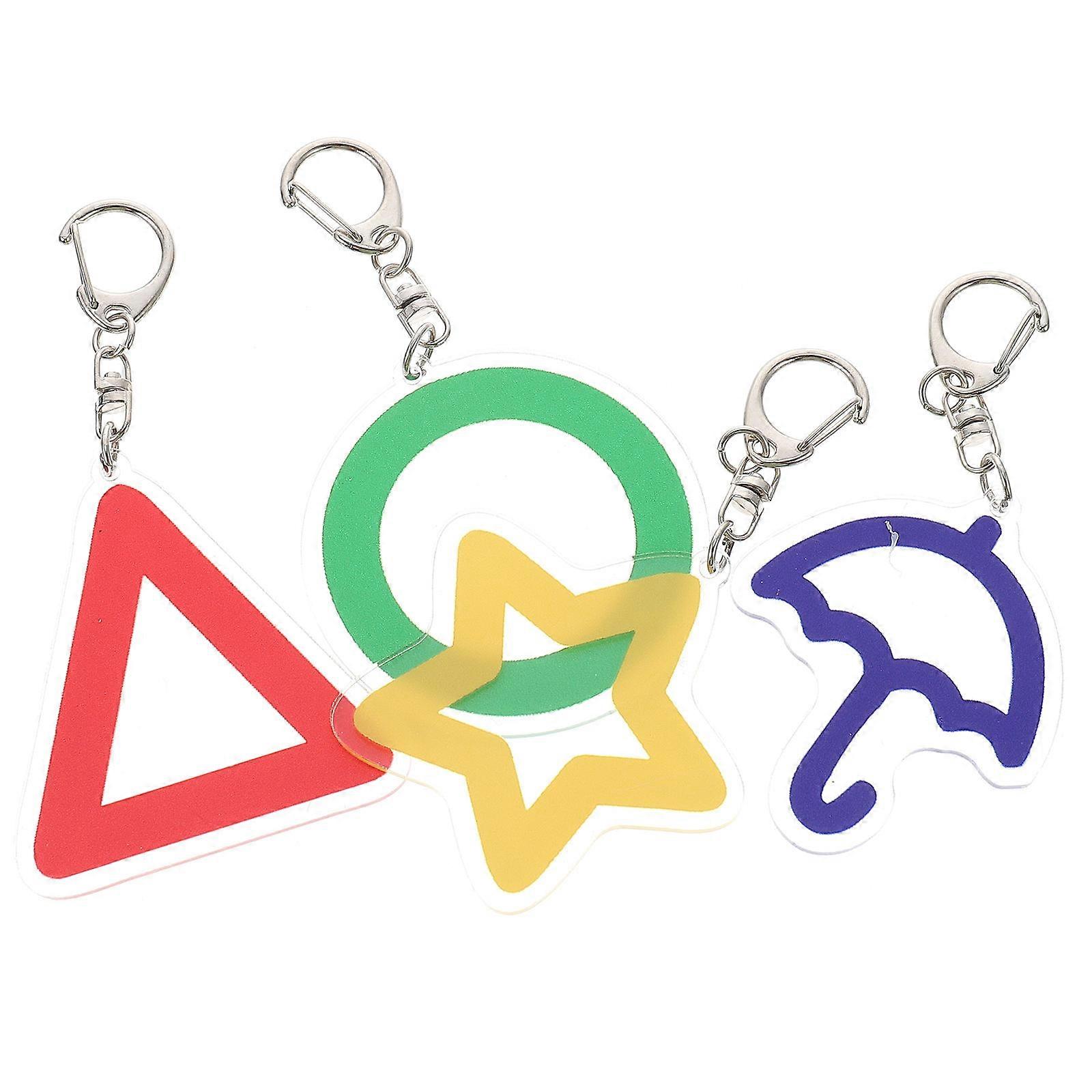 Creative Durable Keychain Set Decorative Bag Pendants with Triangle, Circle, Umbrella and Star Designs 4pcs Personal Use