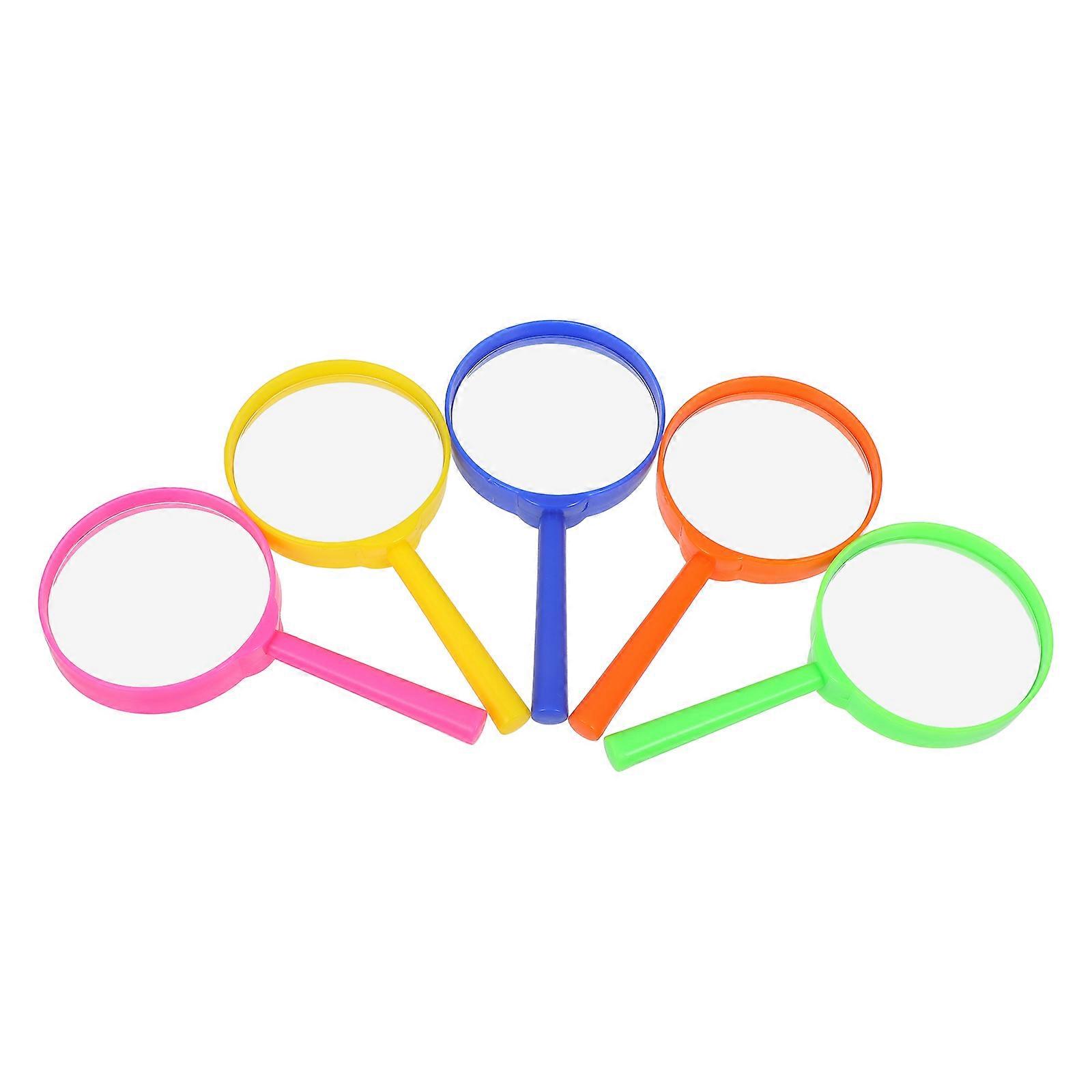 Durable Acrylic Handheld Magnifying Glass for Kids Exploration Multi Color 3.5 Inch