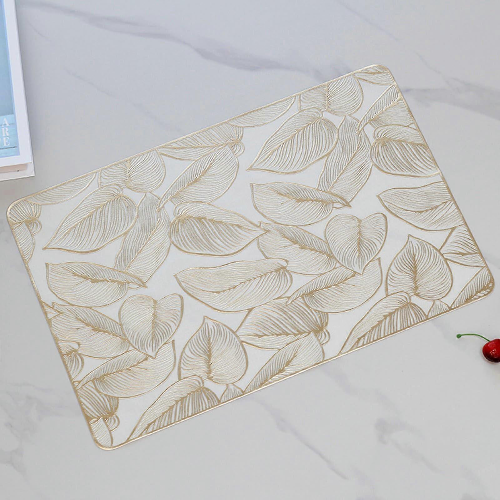 Square PVC Placemat, Washable Rectangular with Leaf NonSlip, 45x30CM