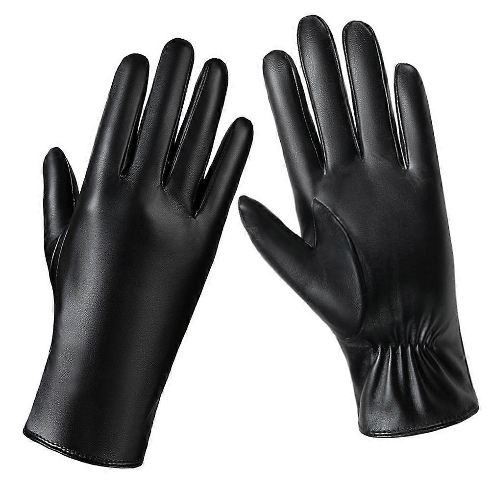 Wind-Proof Lengthen Gloves Fleece Lining Black Skiing Hiking Warm Accessories 1Pair