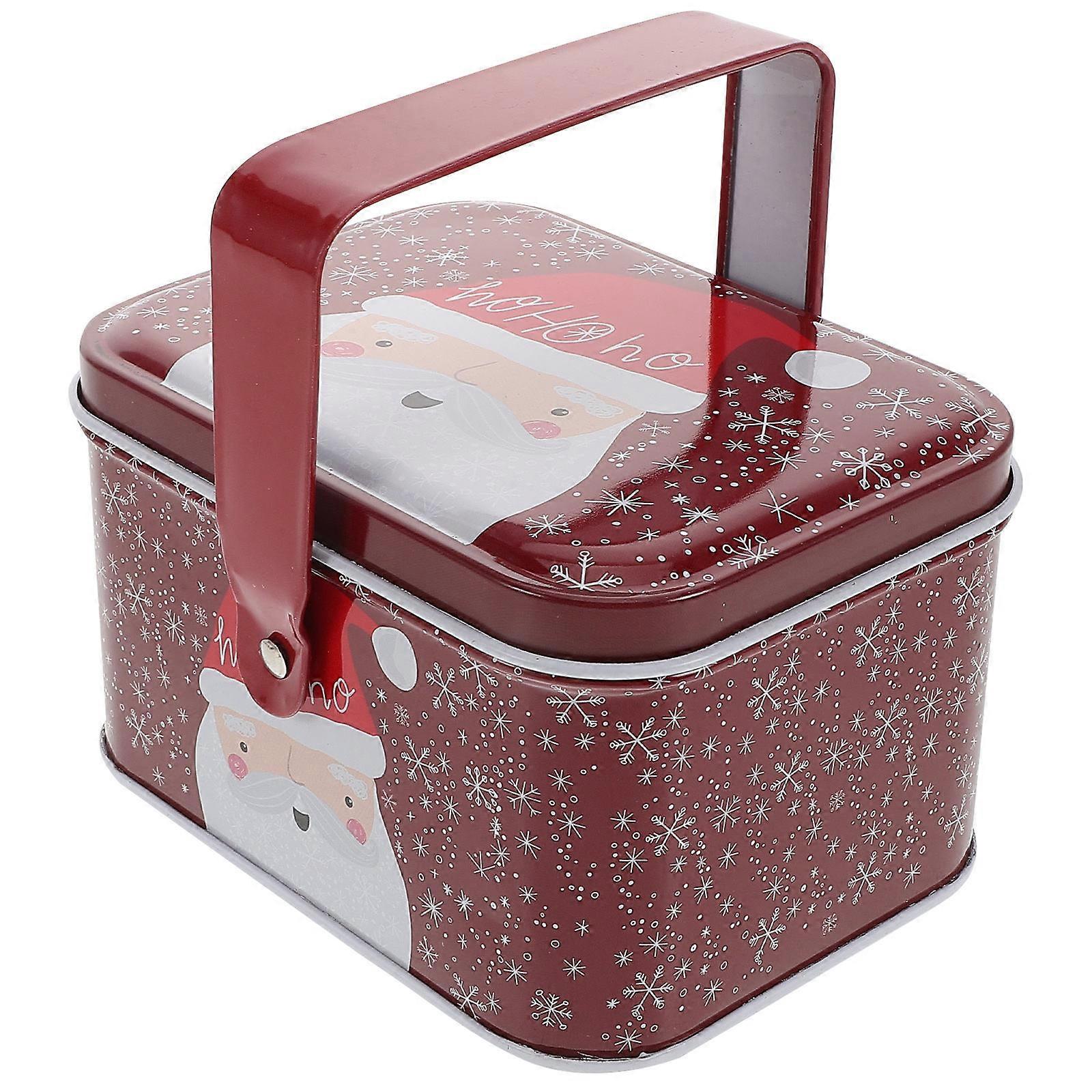 Retro Metal Cookie Tin with Lid – Holiday Treat Storage Box, Creative Decorative Tinplate Biscuit Container for Festive Gift Packaging