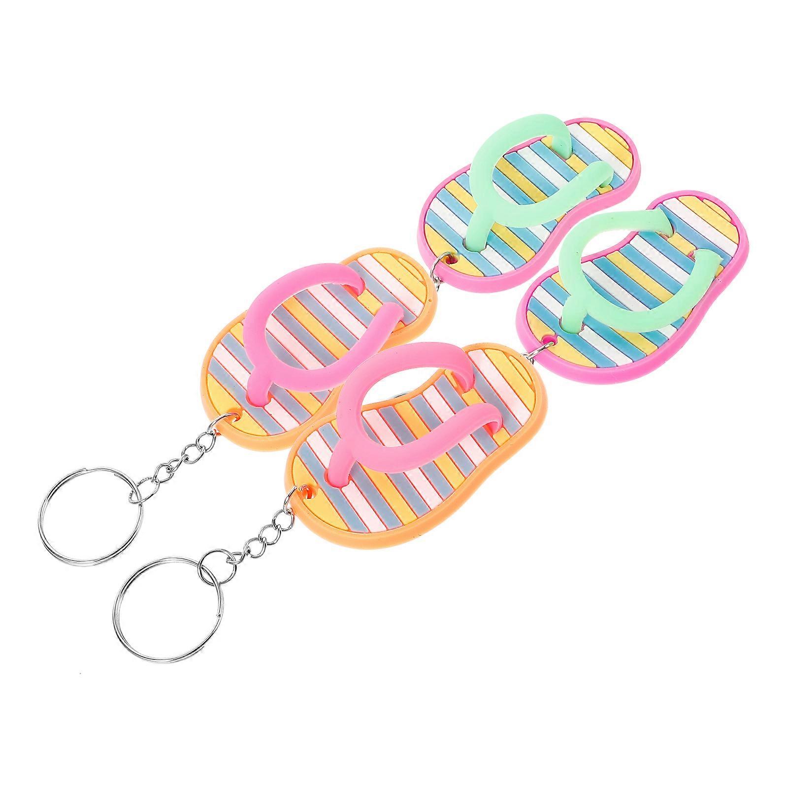 Hawaii Slipper Keychains for Decoration with Durable PVC Metal Material Assorted Color 2 Pairs