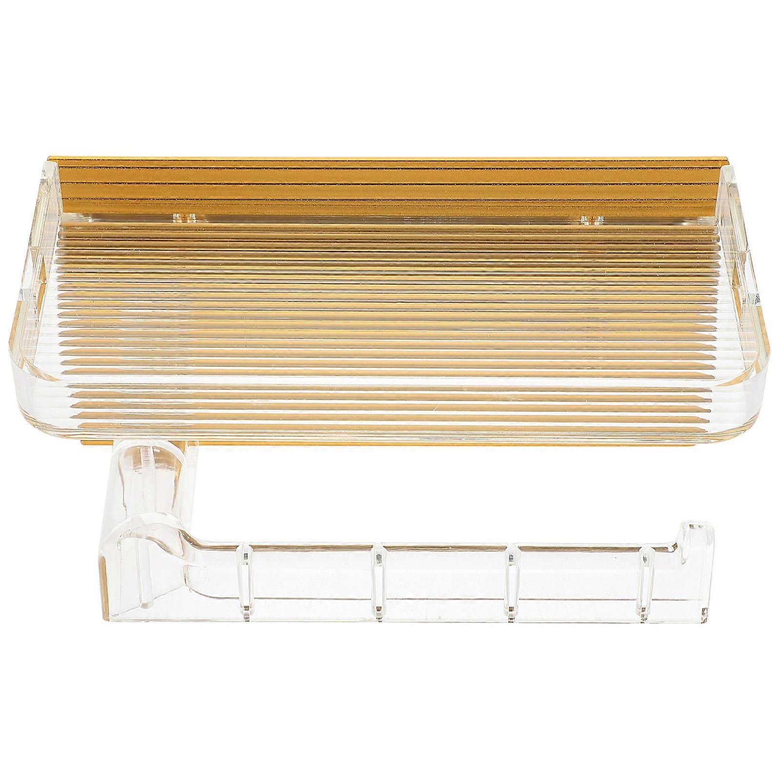 Wall Mount Toilet Paper Holder with Shelf for Storage Acrylic Khaki Color for Home Use 7.87"x3.94"x3.94"