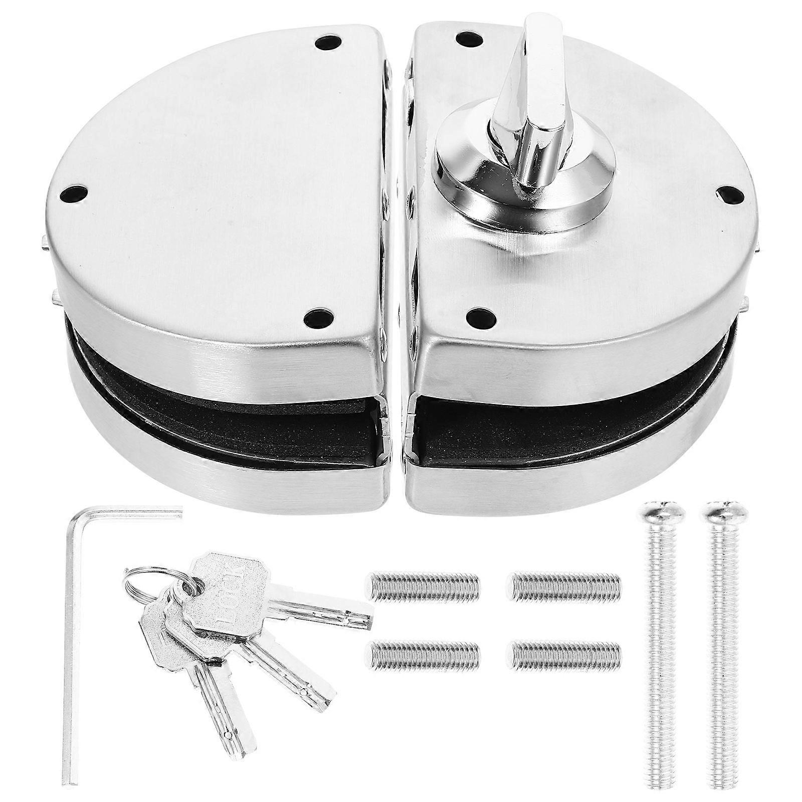 Sliding Glass Door Lock Set with Handle   Secure Double Door Locking System for Home or Office Use   Easy Installation Includes Key and Buckle Design