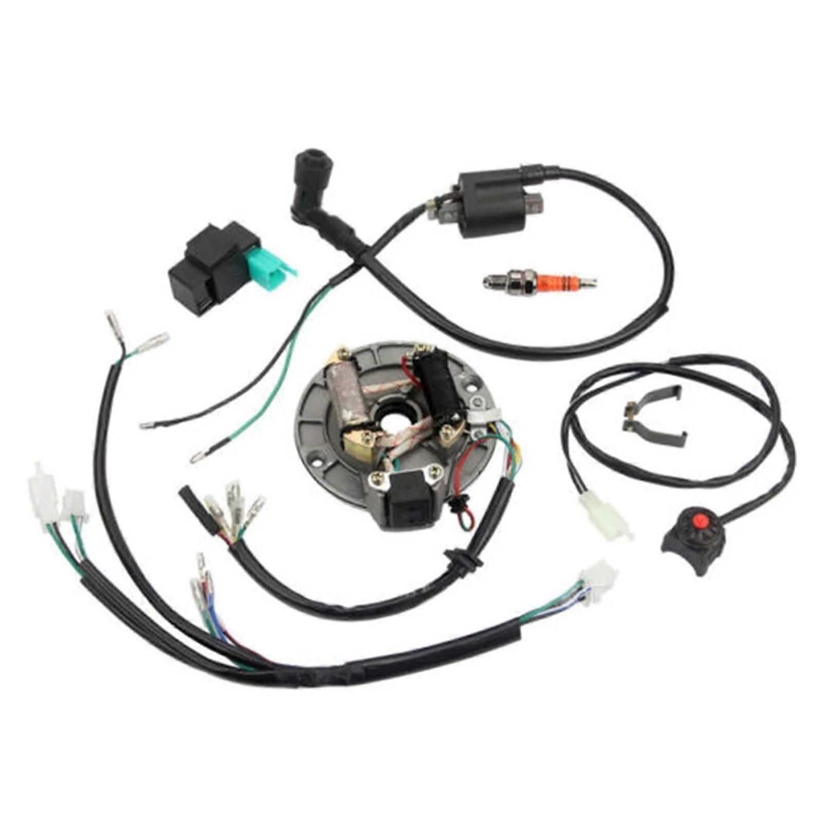 Ignition Unit Coil Wiring Harness Magneto Stator for 50cc 70cc 110cc 125cc 4-Stroke Dirt Bikes - Complete Set