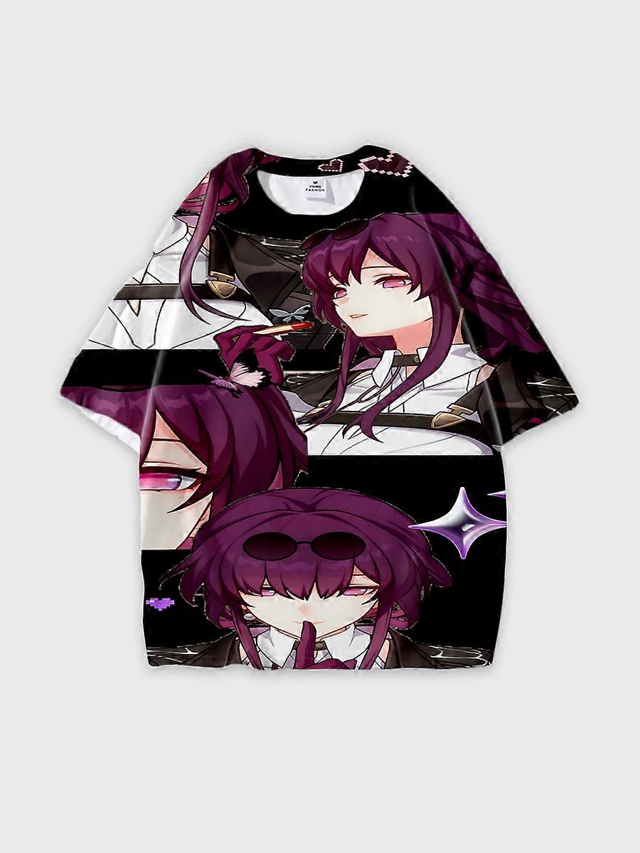 T-shirt round neck Role Pattern loose short sleeve K243