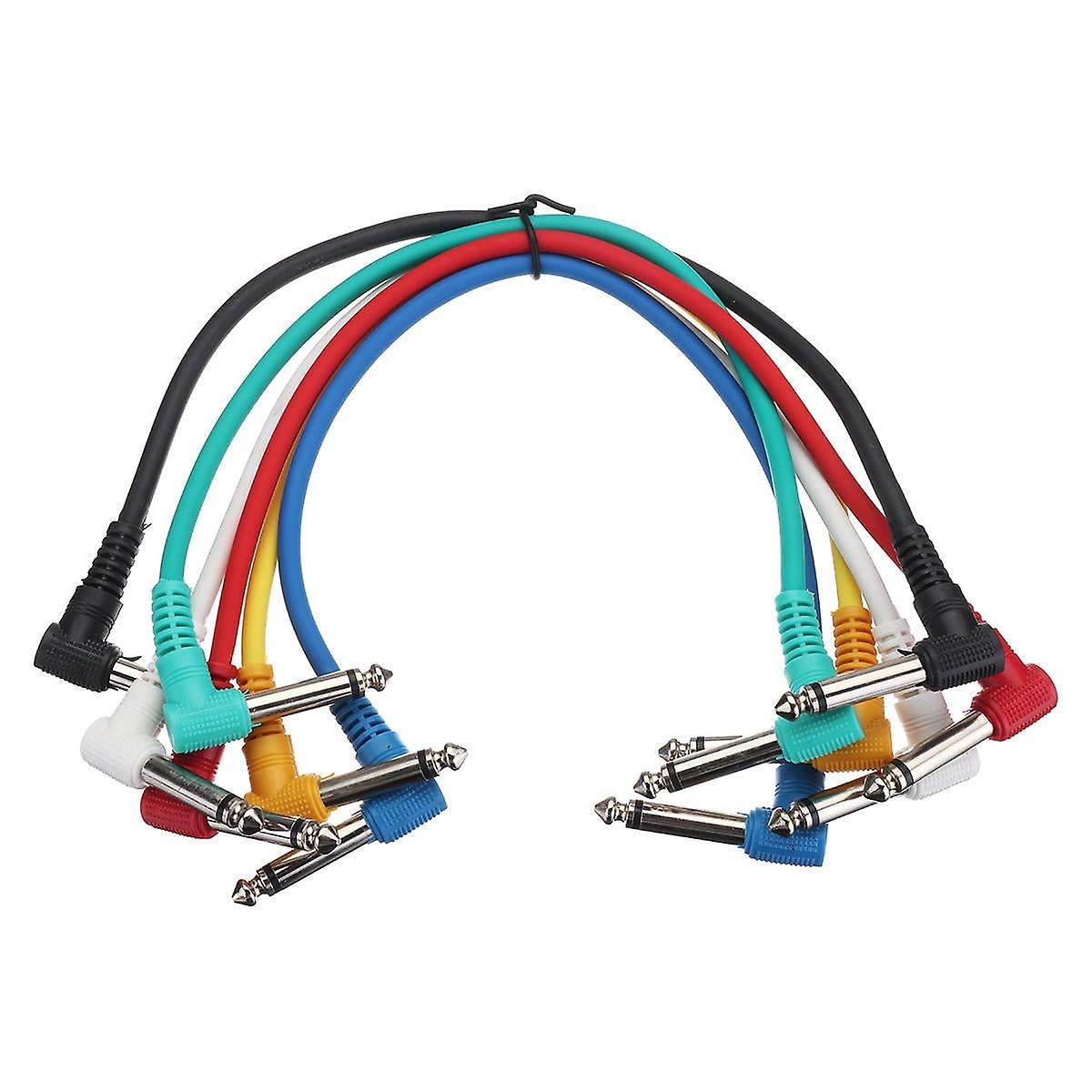 Right Angle 1/4" 6pcs Guitar Effect Pedal Board Cable Patch Cord
