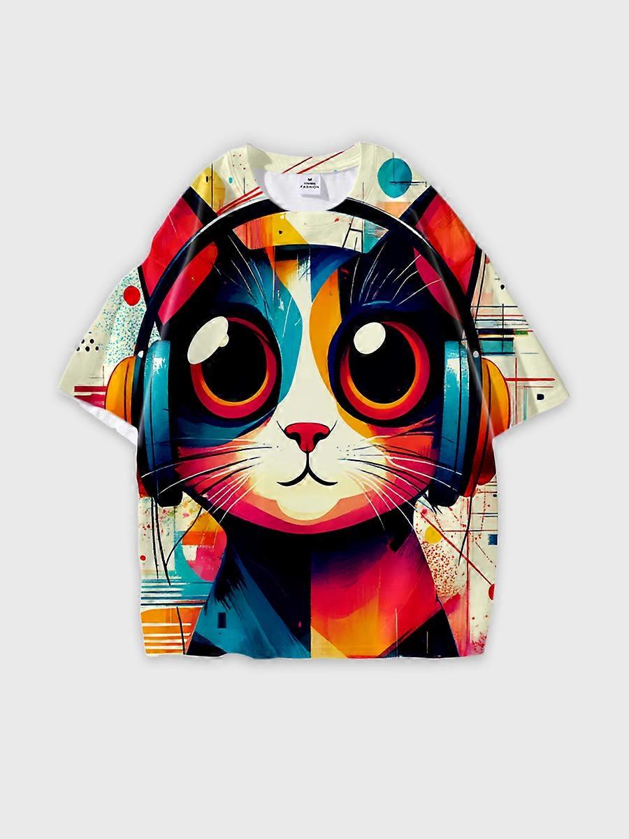 T-shirt round neck Pattern loose short sleeve P1161