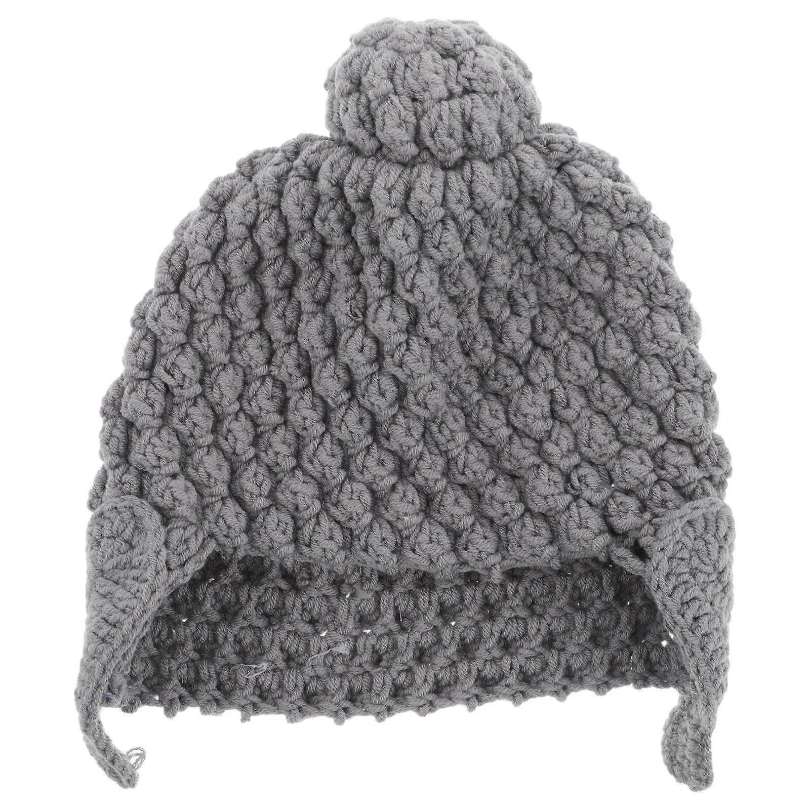 Warm Knit Cap For All People In Grey With Ear Flap For Winter Outfit Versatile Design 1Set
