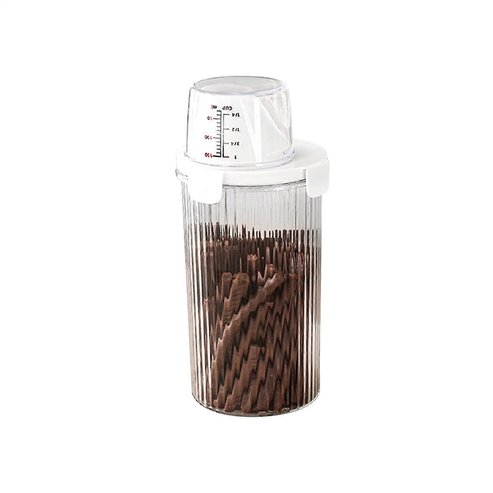 Cat Food Container, Clear Storage Bin for Pet Food - Airtight 1350ml Capacity with Pour Spout and Measuring Cup for Kitchen Essentials