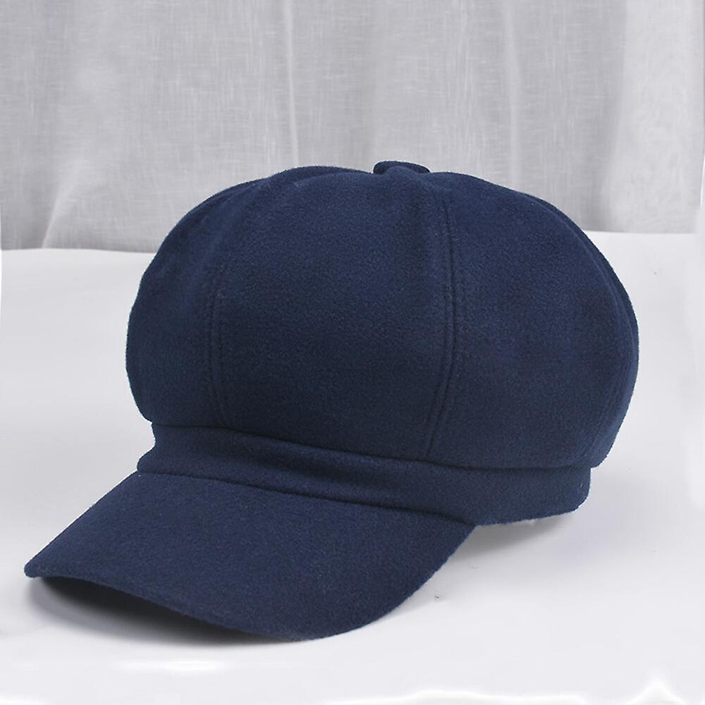 Autumn And Winter Woolen Octagonal Hat Ladies Beret Solid Color Bud Cap British Cap