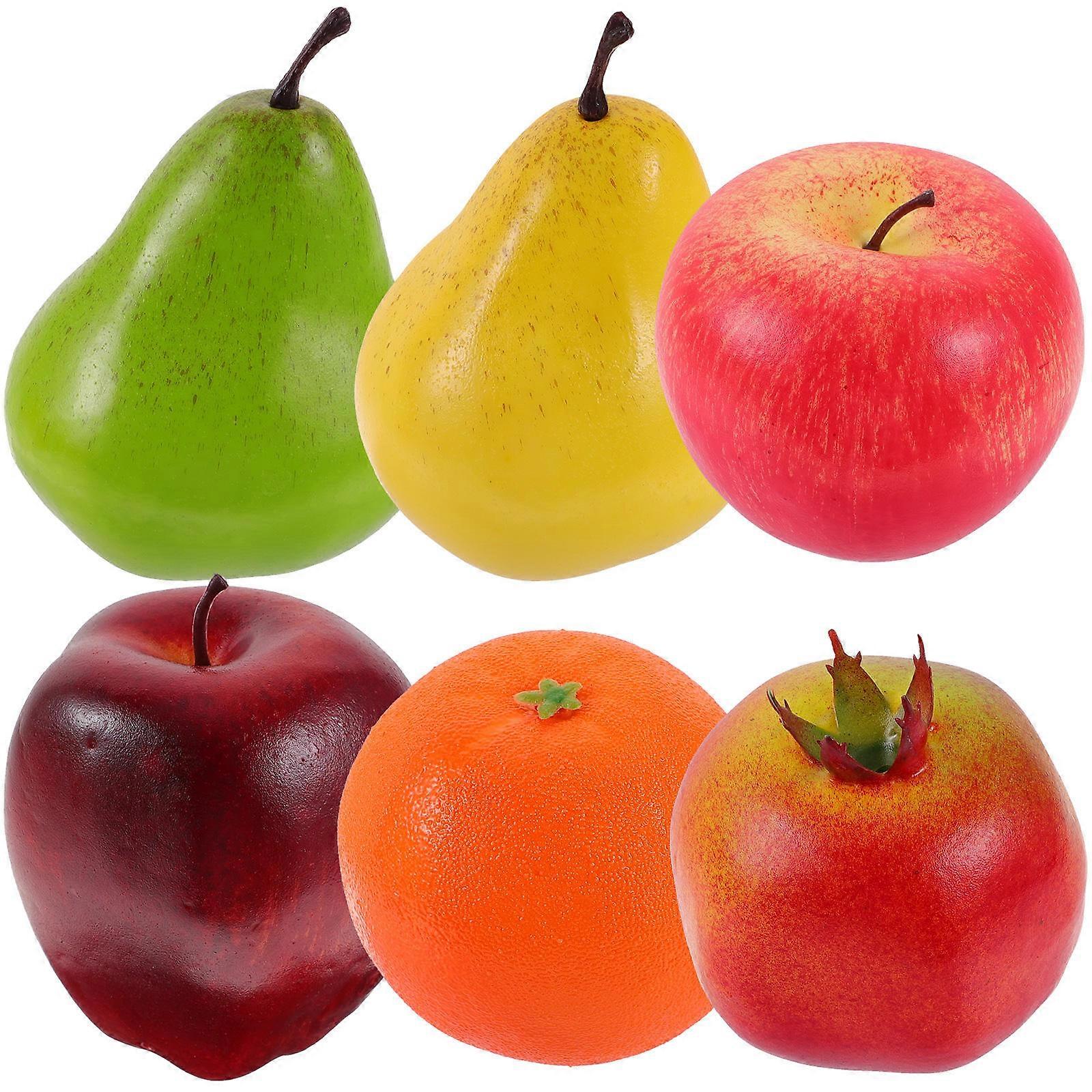 Realistic Artificial Fruit Models Decoration Props for Home Photography and Learning   6pcs Set Including Orange, Snake, Pink Pear, Pomegranate,