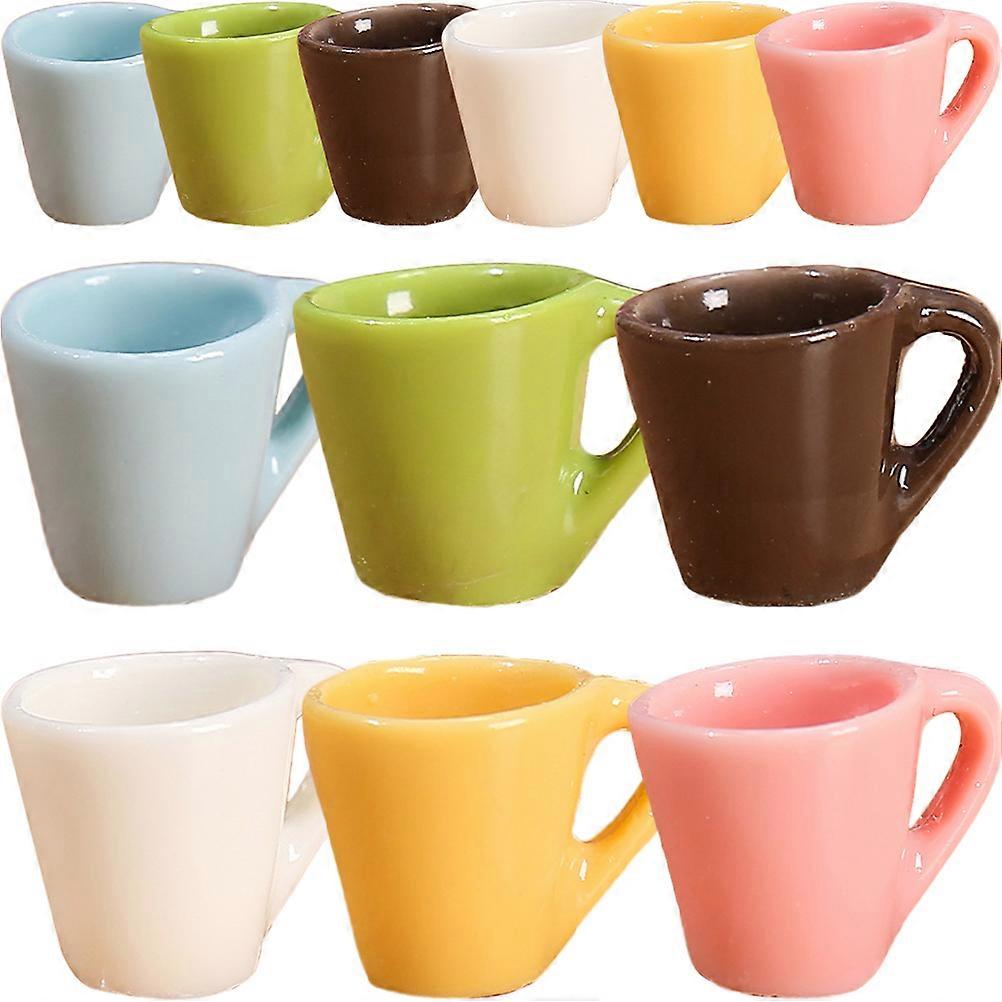 Miniature Crafts Set for Kids 12pcs Resin Simulated Cups Assorted Color Wide Application Small Size