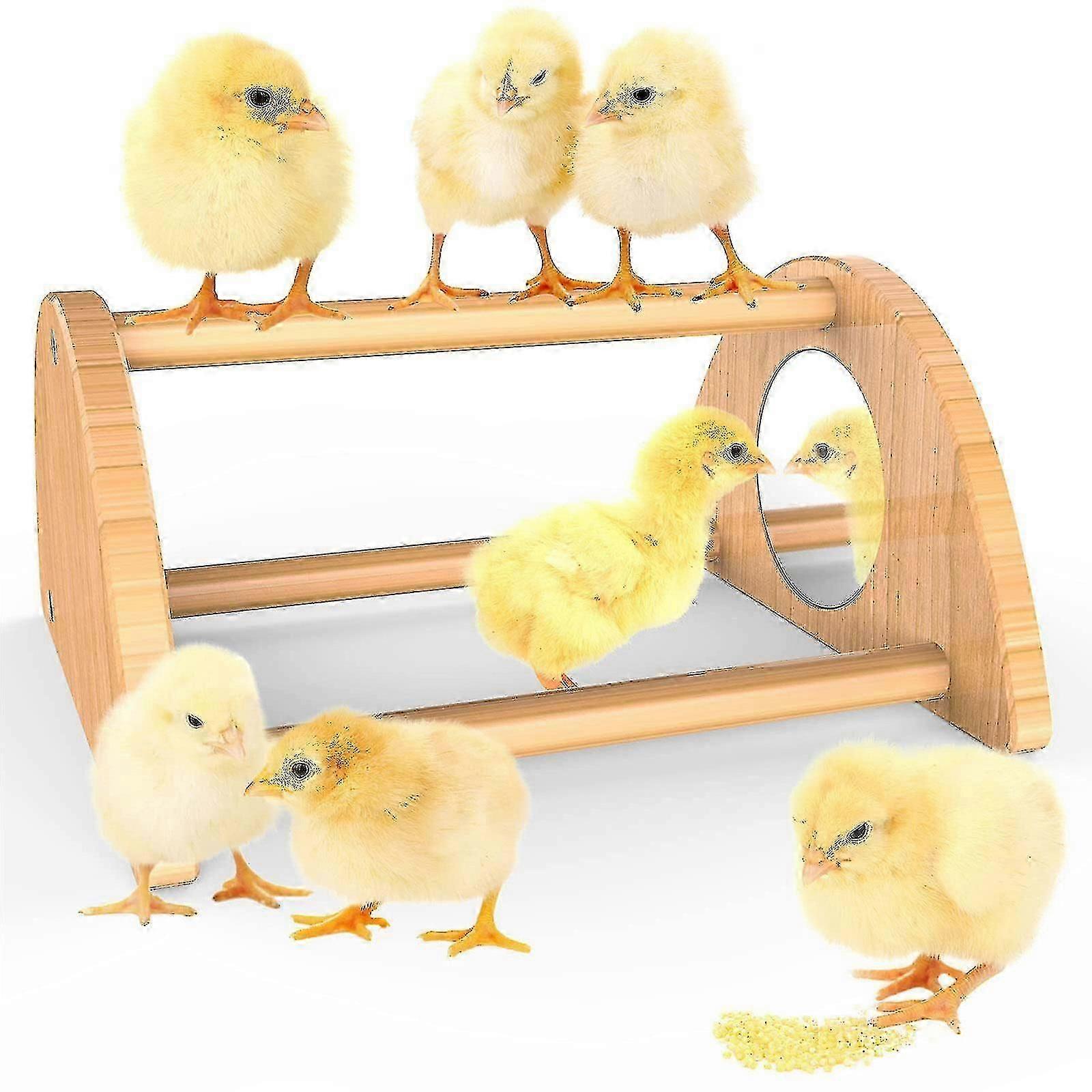 Mini Chick Perch With Mirror, Strong Bamboo Roosting Bar For Coop And Brooder, Training Perch For Baby Chicks