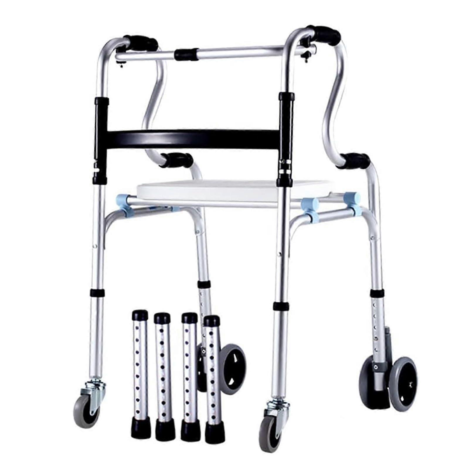 Lightweight, Foldable Rollator with Four Wheels, Walking Frame with Seat