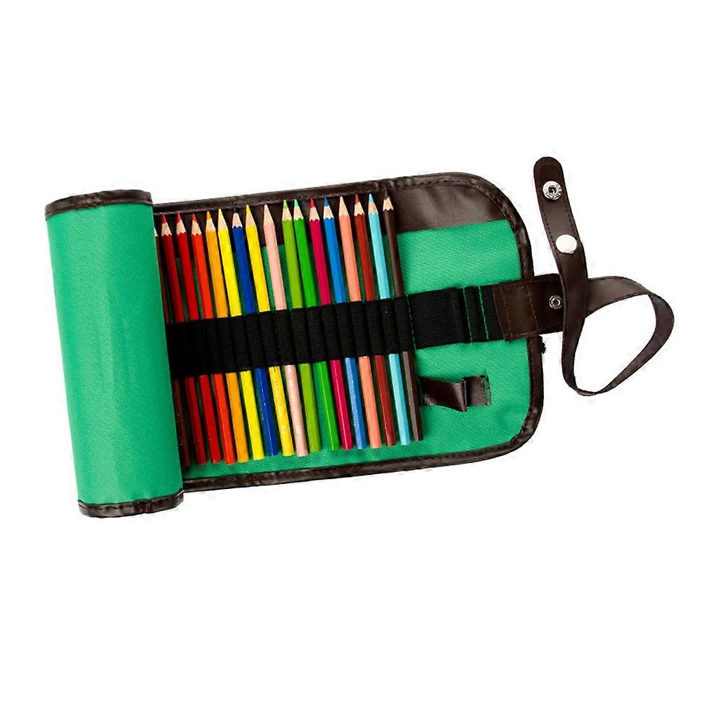 Green Canvas Pencil Holder with 36 Slots for Art Students Easy to Lightweight and