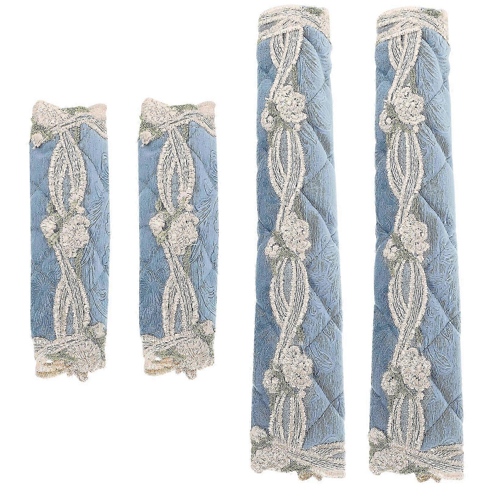 Refrigerator Handle Protective Cover Simple Chic Design Rectangular Polyester Brown 28.00X15.00X0.50cm 4Pcs