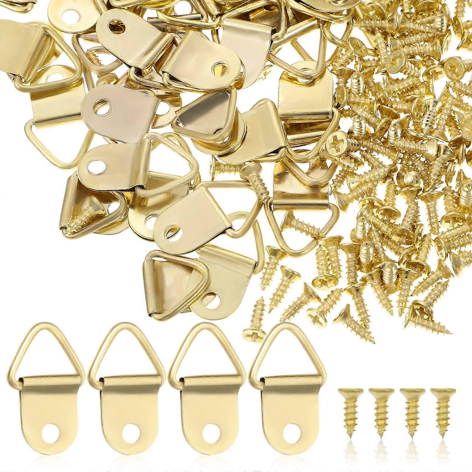 Golden Picture Frame Hooks With Screws Ideal For Adults To Hang Posters And Paintings At Home Or Office 1 Set