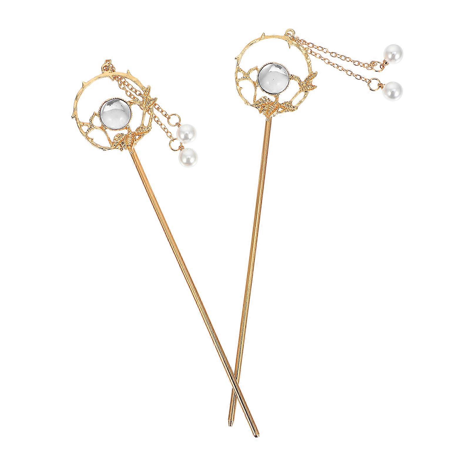 دائم عيدان الشعر حجر الراين مع تصميم خمر للزينة 2 قطعة لون متنوع