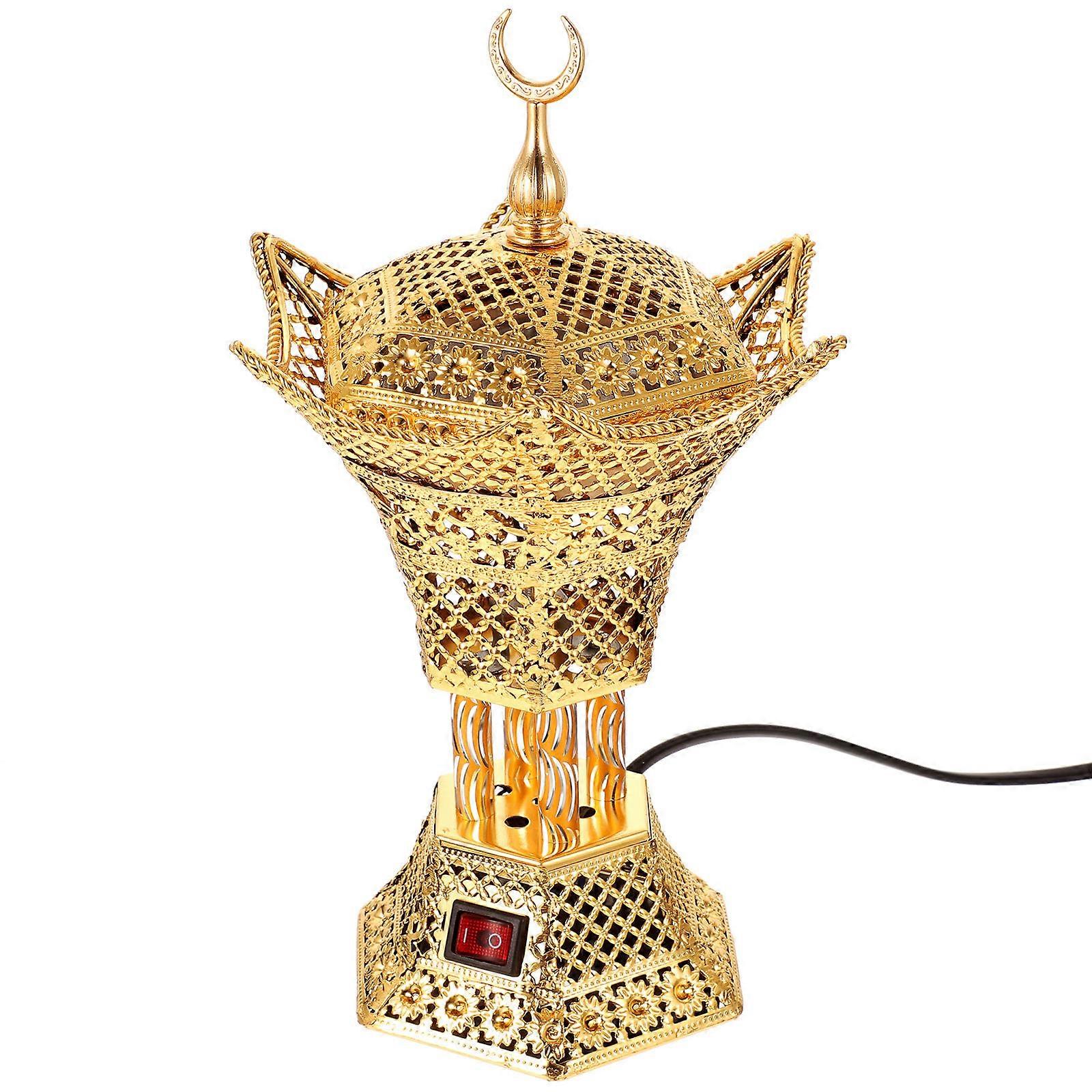 Electric Incense Burner Table Centerpiece For Home Decoration 25.00X15.70X15.70CM Golden Square Plug-in 1Pack