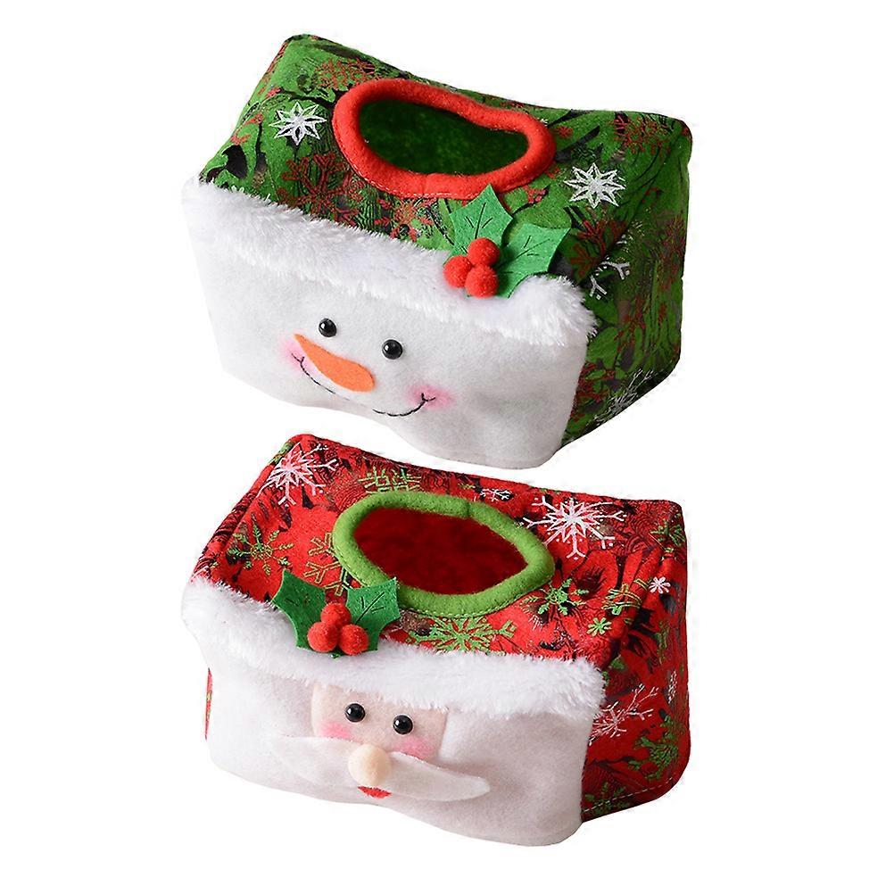 Desktop Tissue Holder Case Boxes Christmas Tissue Cover Red Storage Moisture Protection 2Pcs