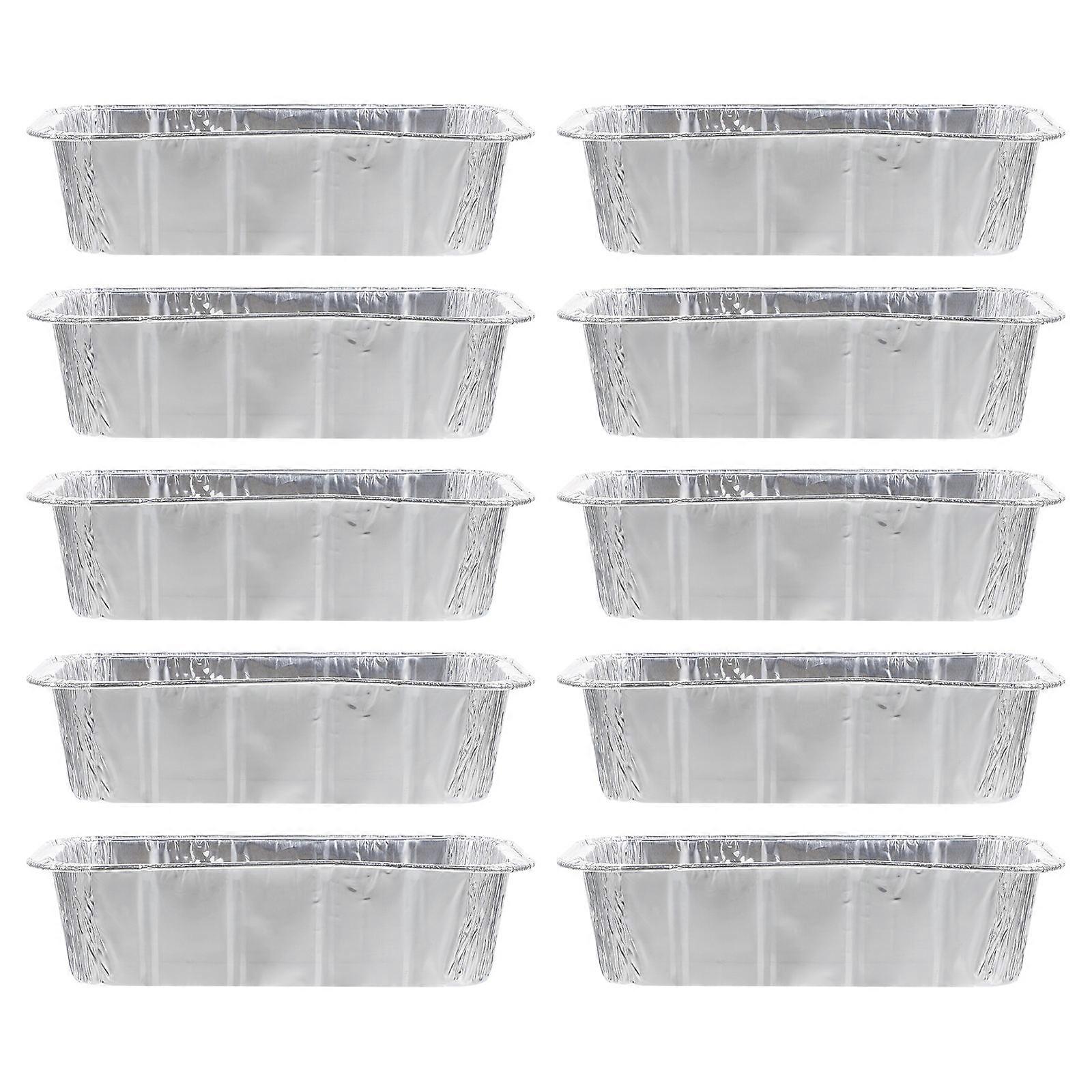 10 Pcs Aluminum Foil Broiling Pans For Baking Tools Rectangular Outdoor Use Silver Color 5X11.5X22CM