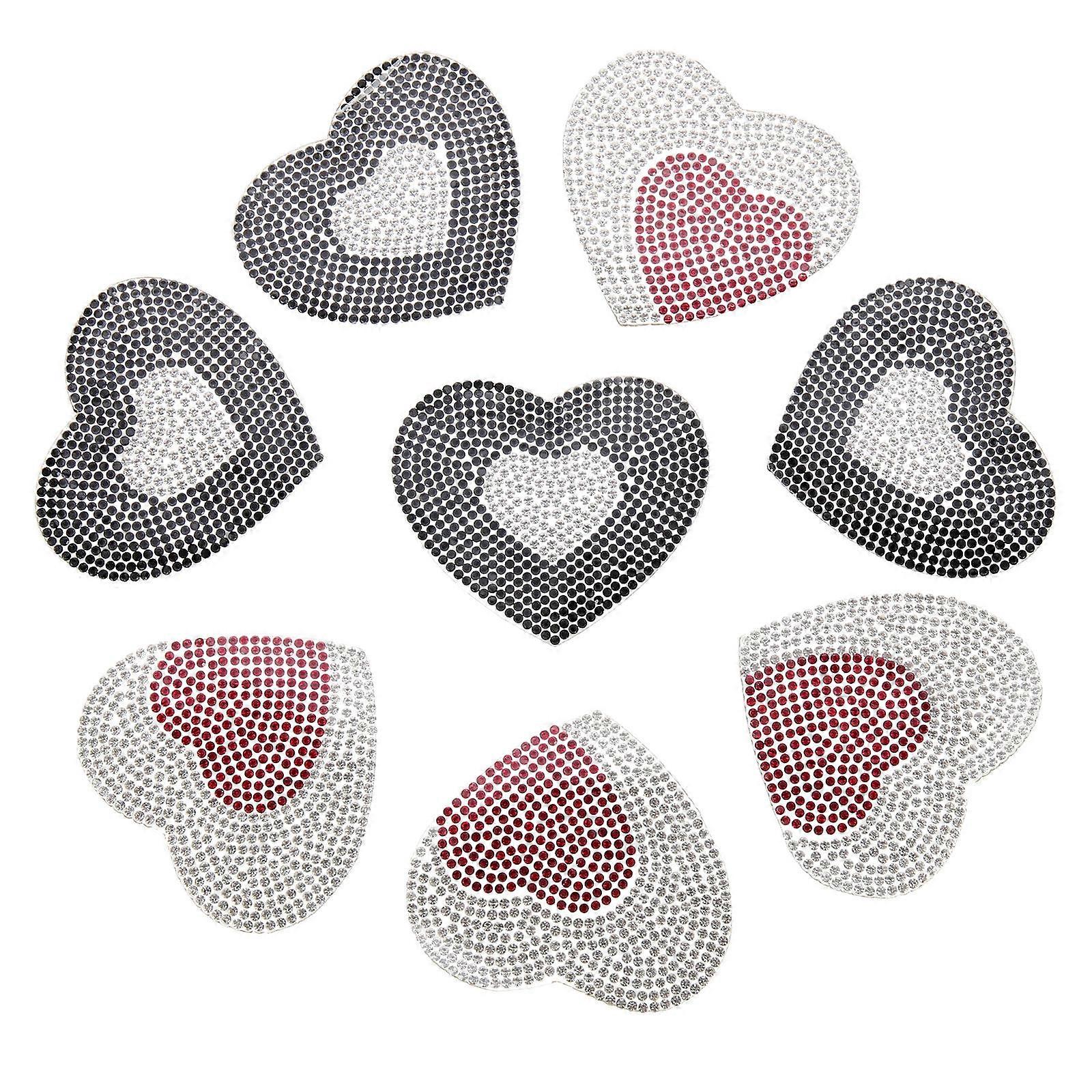 8PCS Rhinestone Heart & Star Decorative Appliques for Clothing, Bags & Crafts – Creative DIY Patches for Unique Style & Personalization