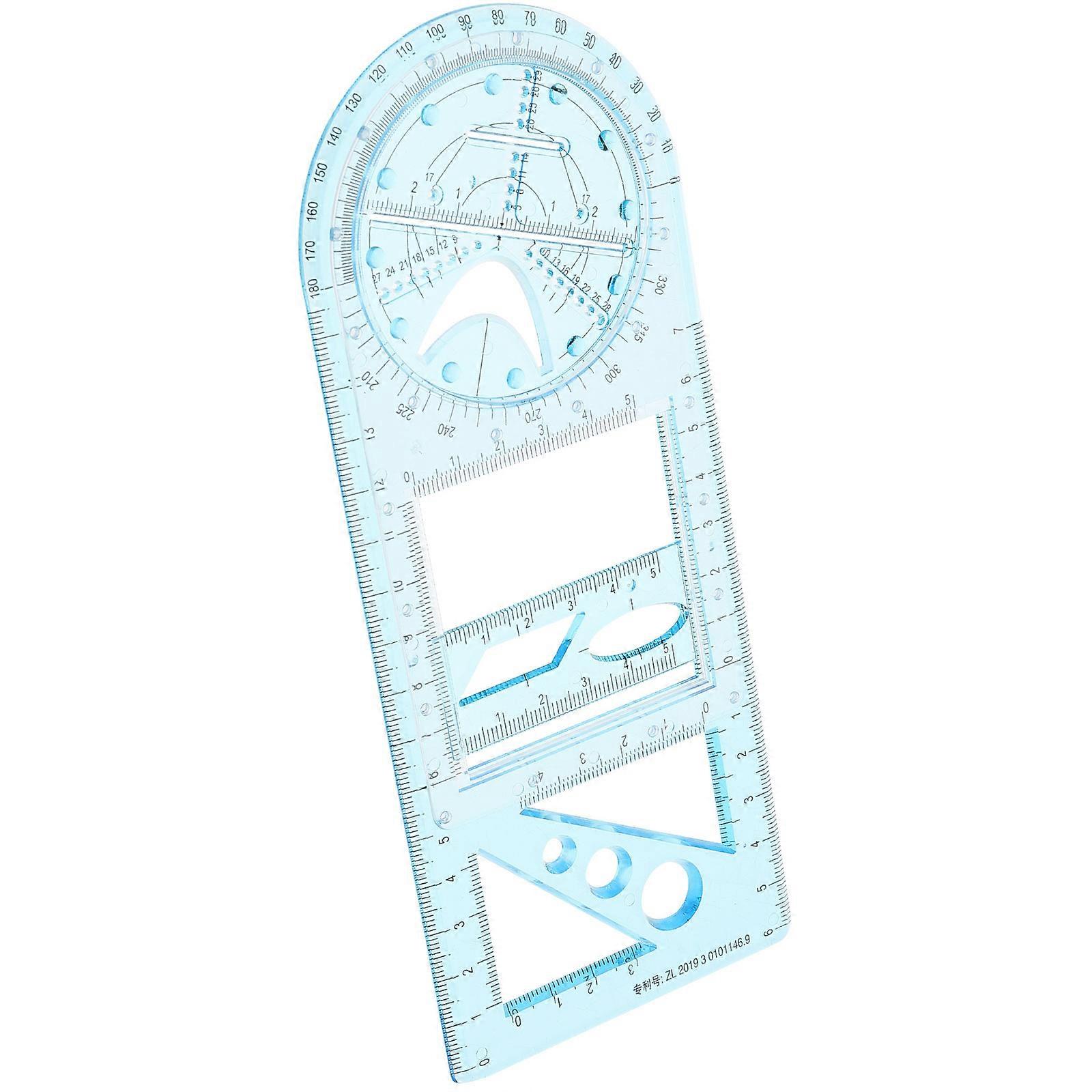 Measuring Draft Ruler For Students Geometry Applications Lightweight Sky-Blue 1Pack Designed For Art Design